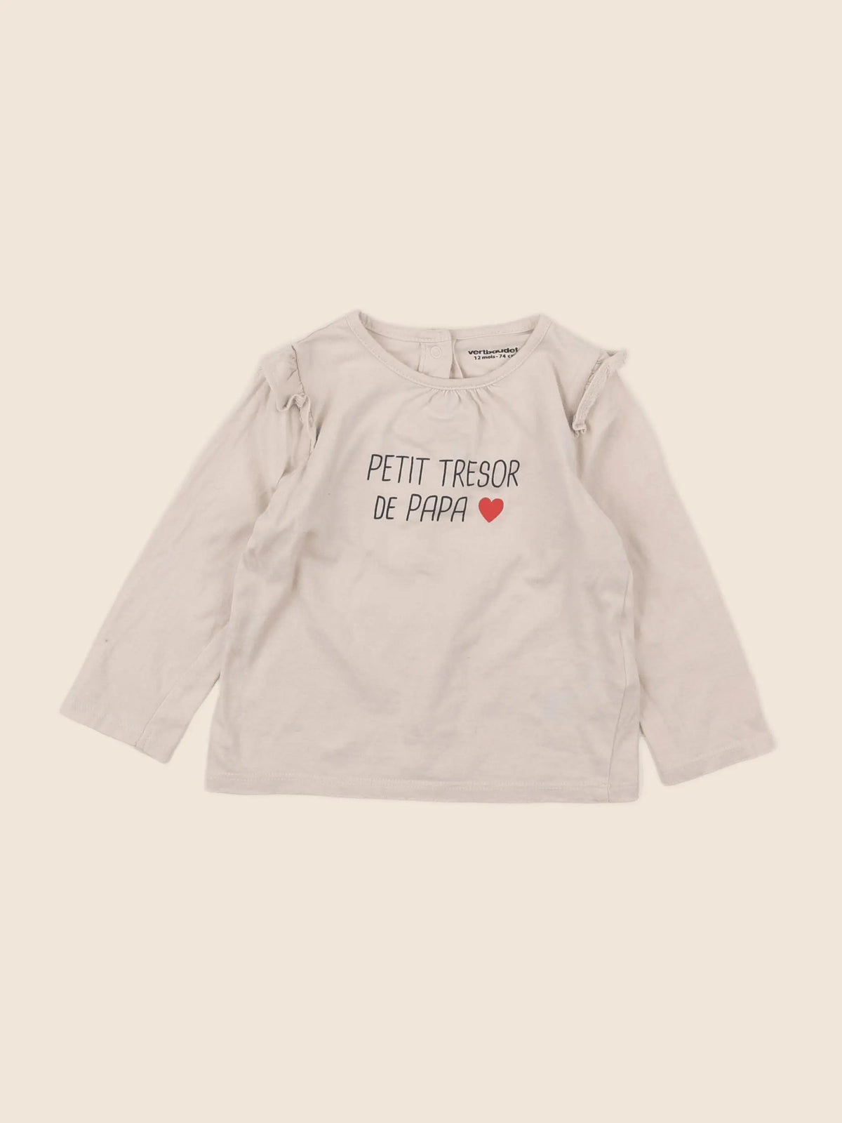 Vertbaudet - tee-shirt beige - 12 mois