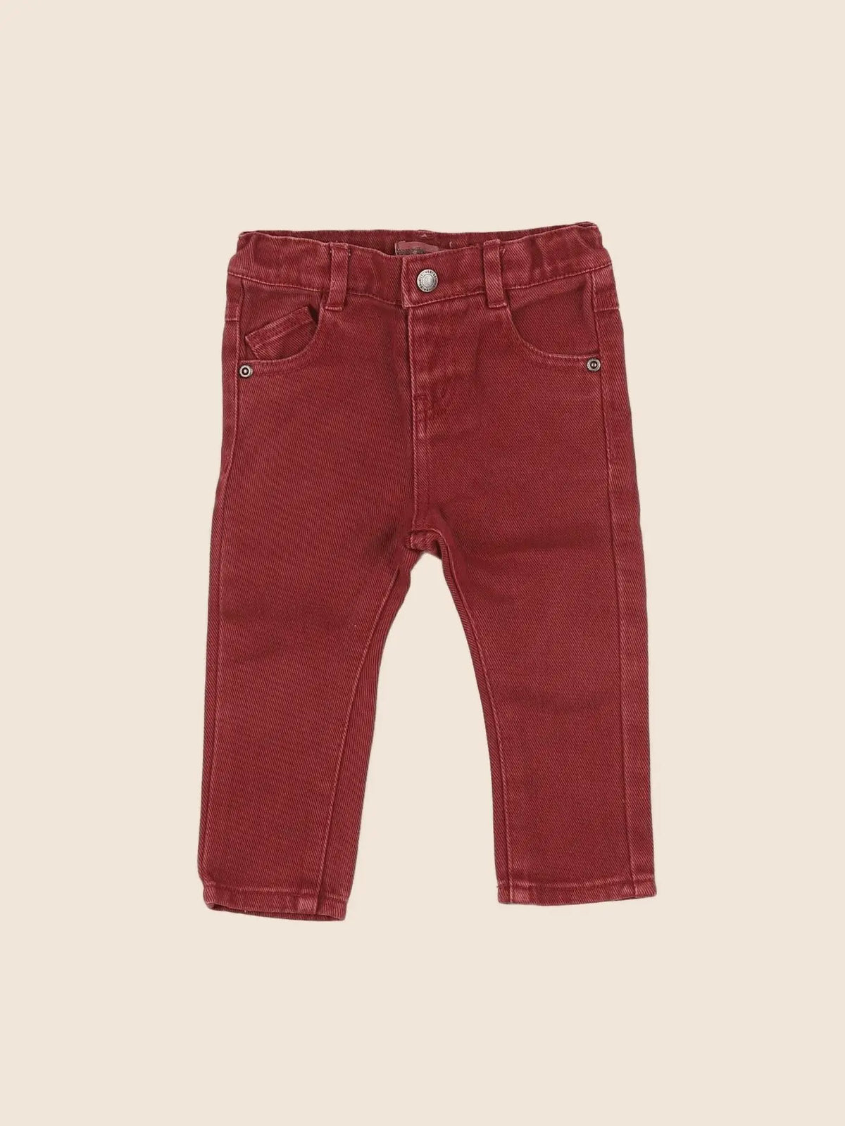 Vertbaudet - jean rouge - 9 mois