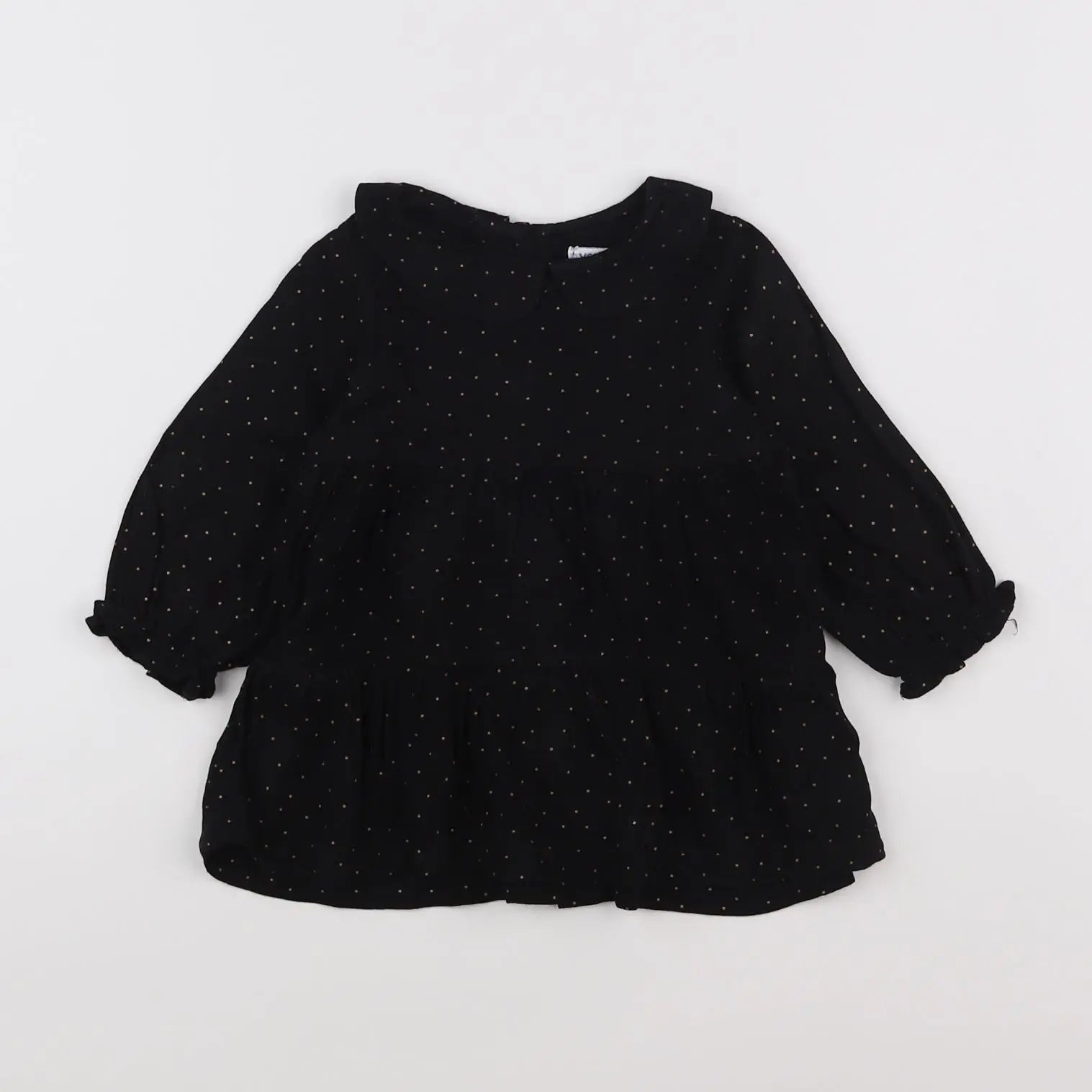 Vertbaudet - robe noir, or - 9 mois