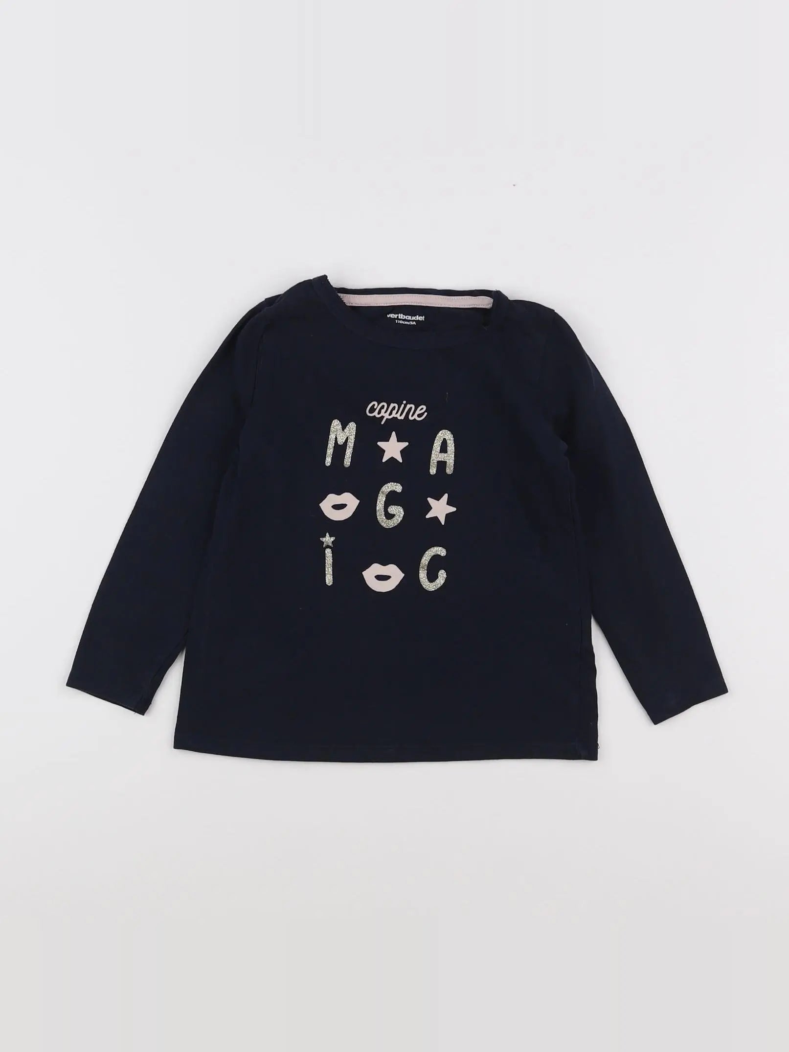 Vertbaudet - tee-shirt blanc, bleu - 5 ans