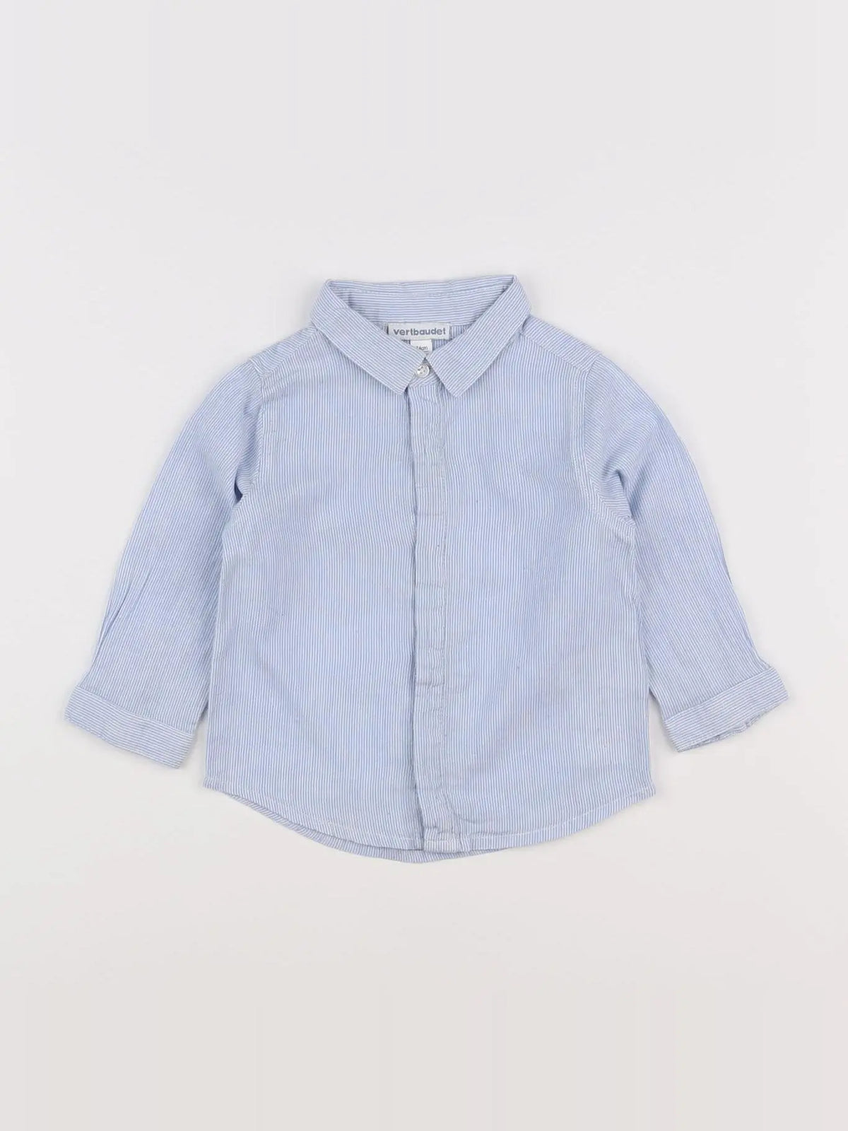 Vertbaudet - chemise bleu, blanc - 12 mois