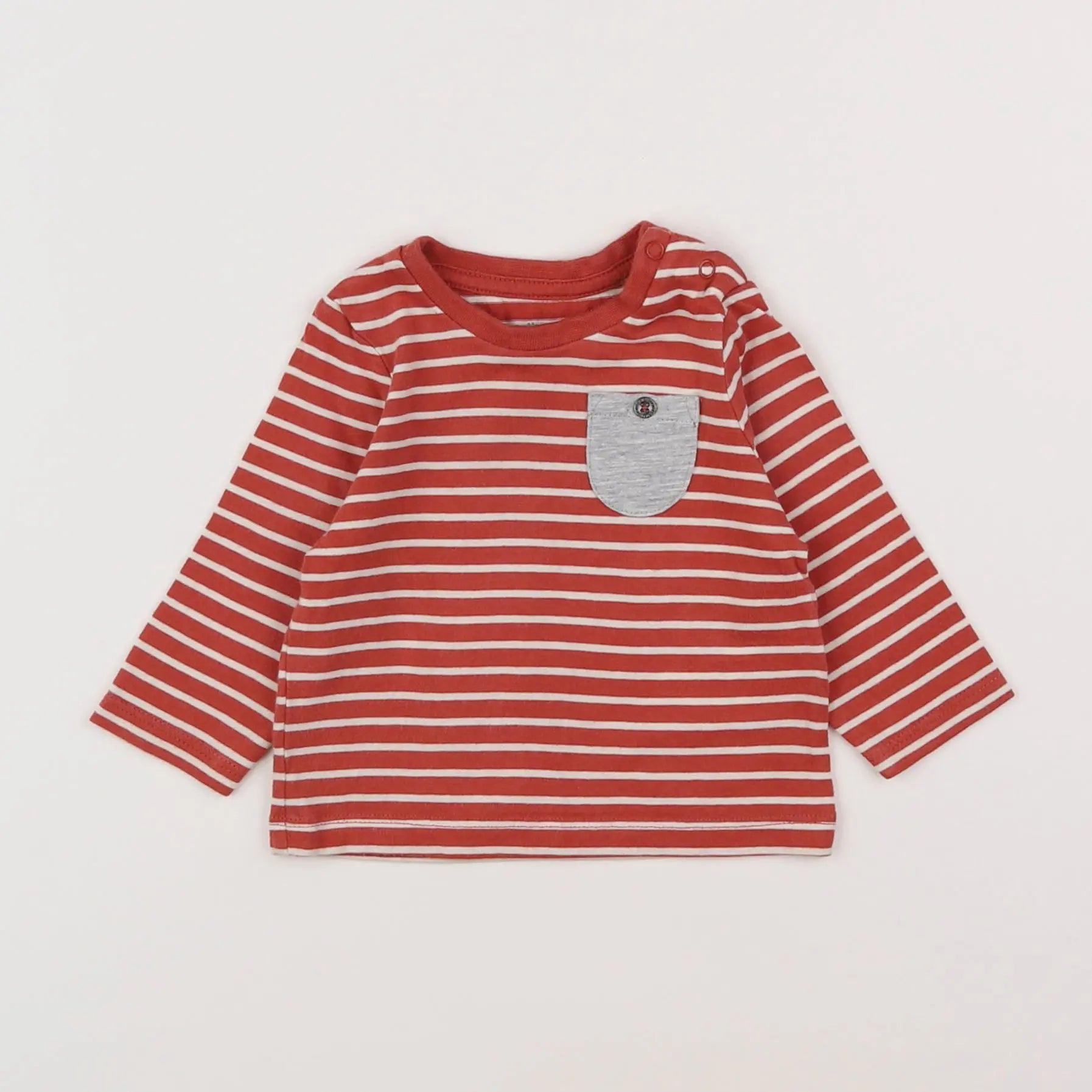 Vertbaudet - tee-shirt rouge, blanc - 3 mois