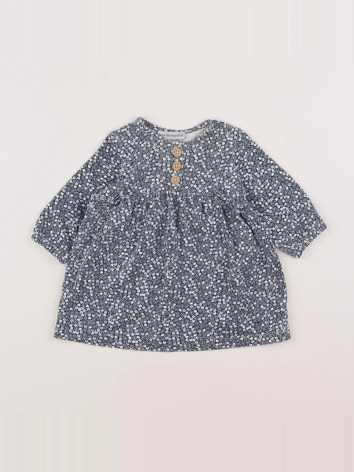 Vertbaudet - robe bleu, blanc - 3 mois
