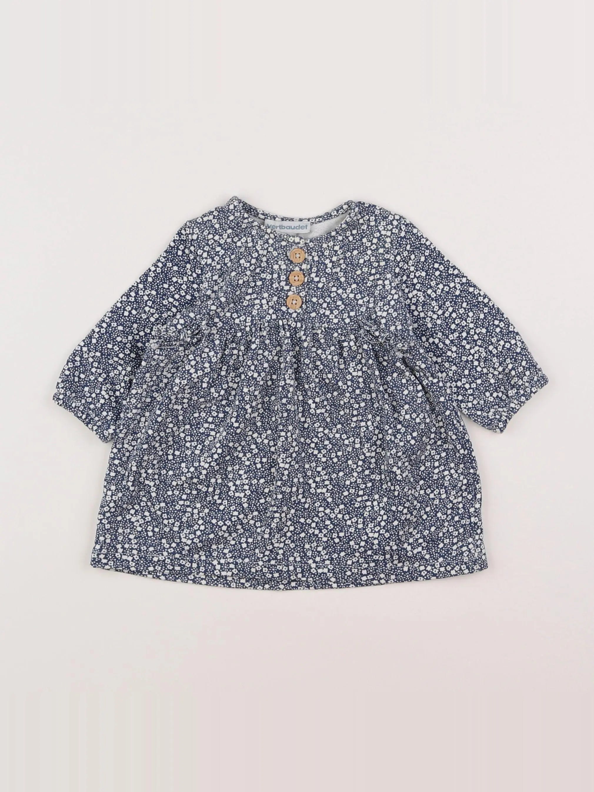 Vertbaudet - robe bleu, blanc - 3 mois