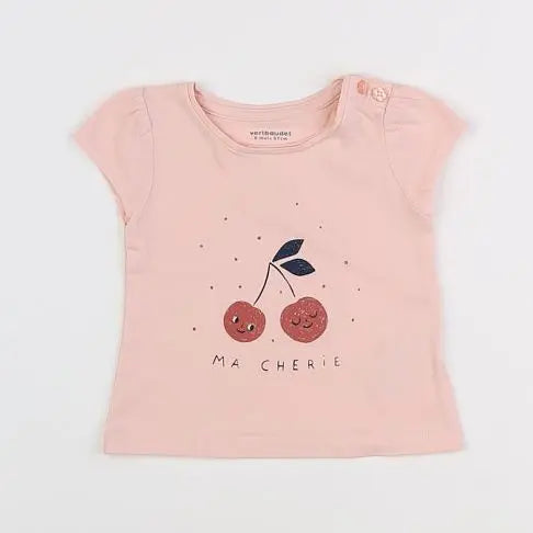 Vertbaudet - tee-shirt rose - 6 mois