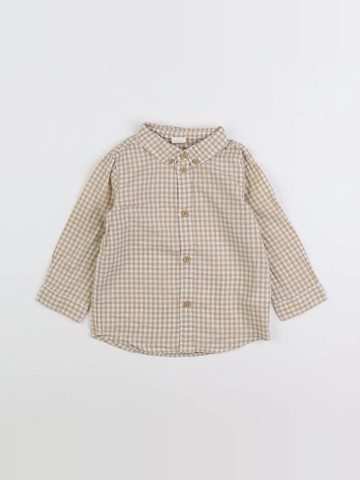 H&M - chemise blanc, marron - 9/12 mois