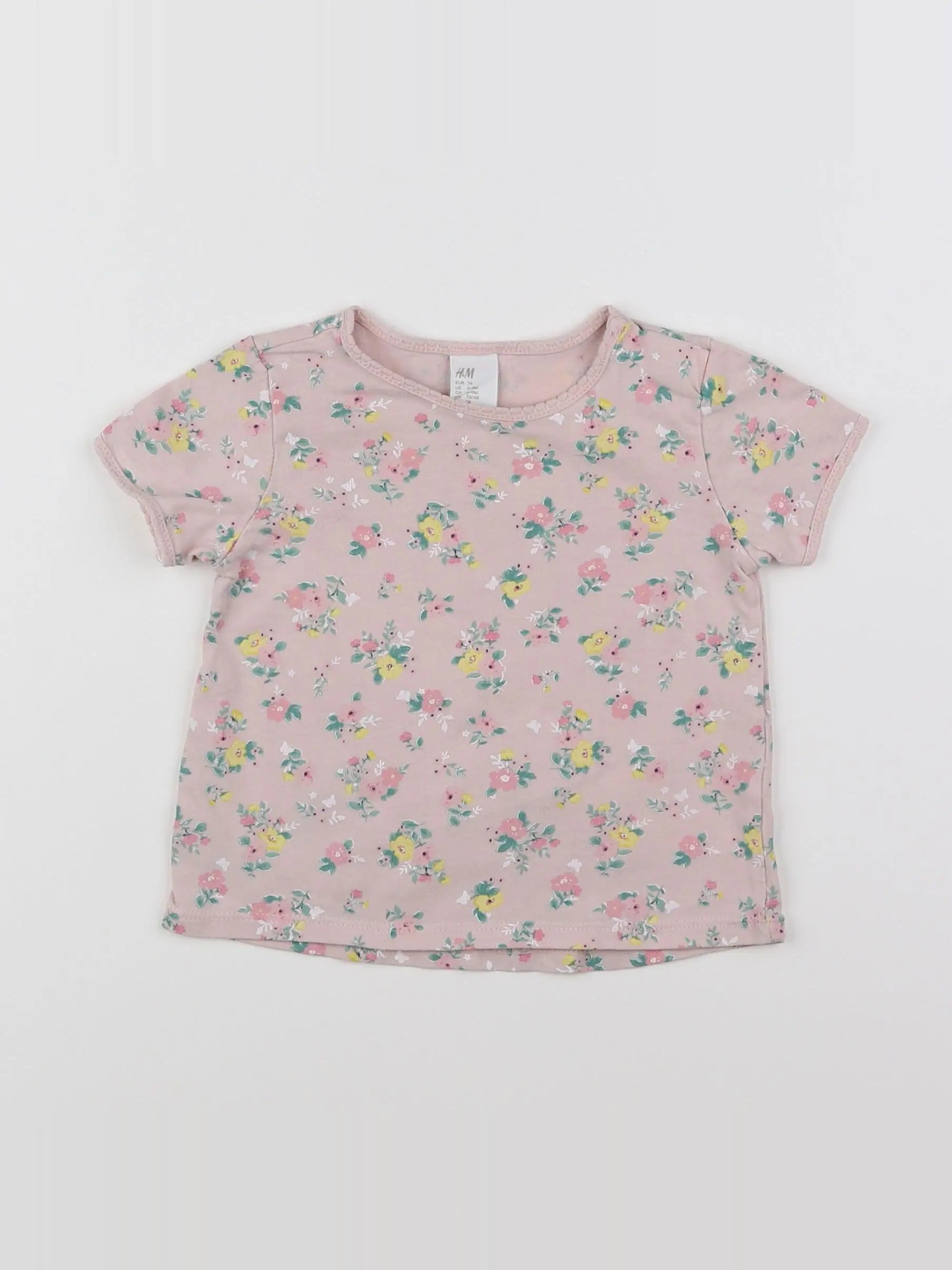 H&M - tee-shirt rose - 6/9 mois