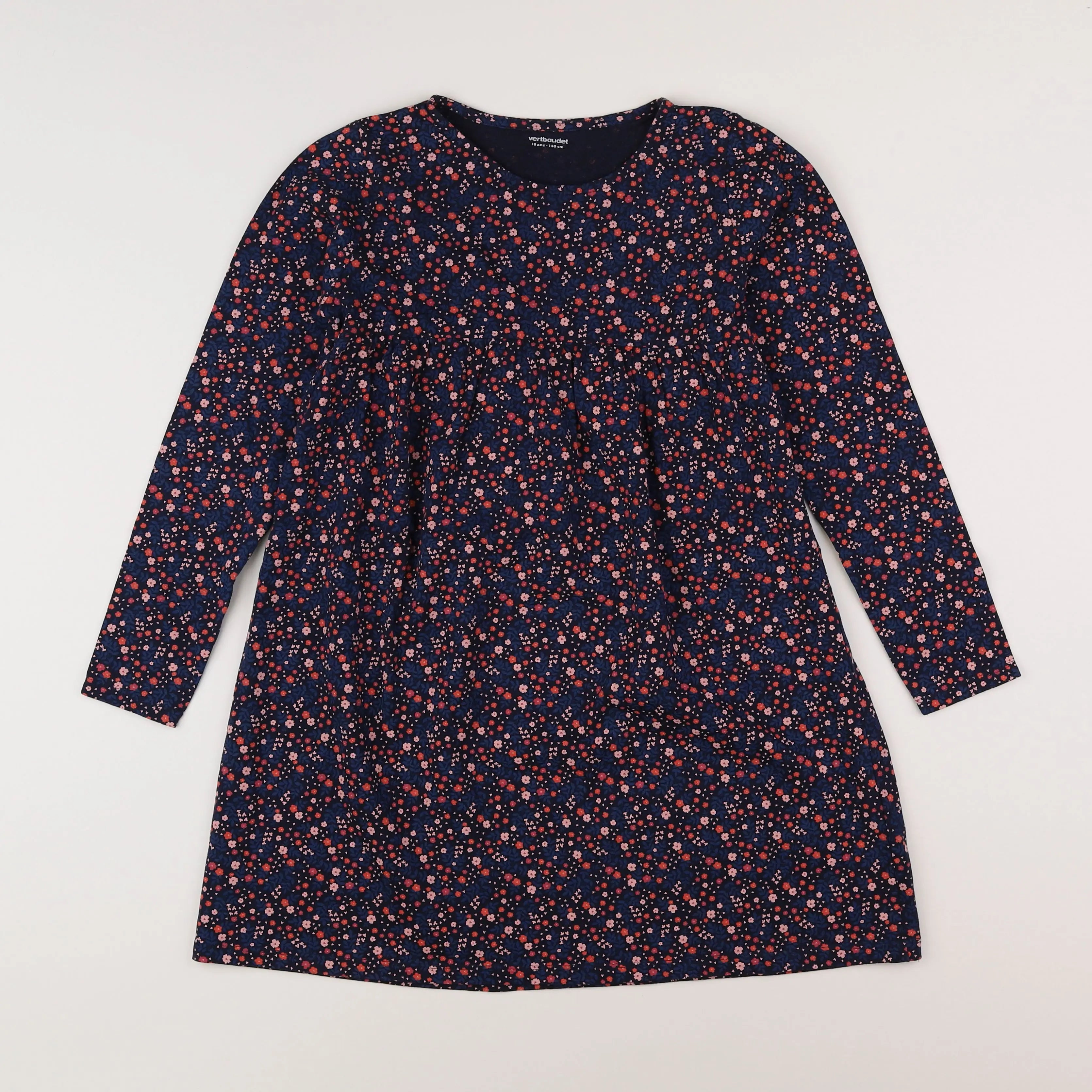 Vertbaudet - robe bleu, multicolore - 10 ans