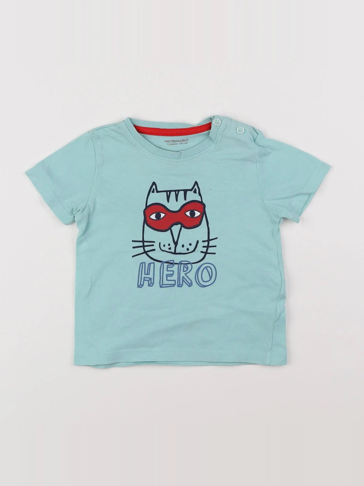 Vertbaudet - tee-shirt bleu - 12 mois