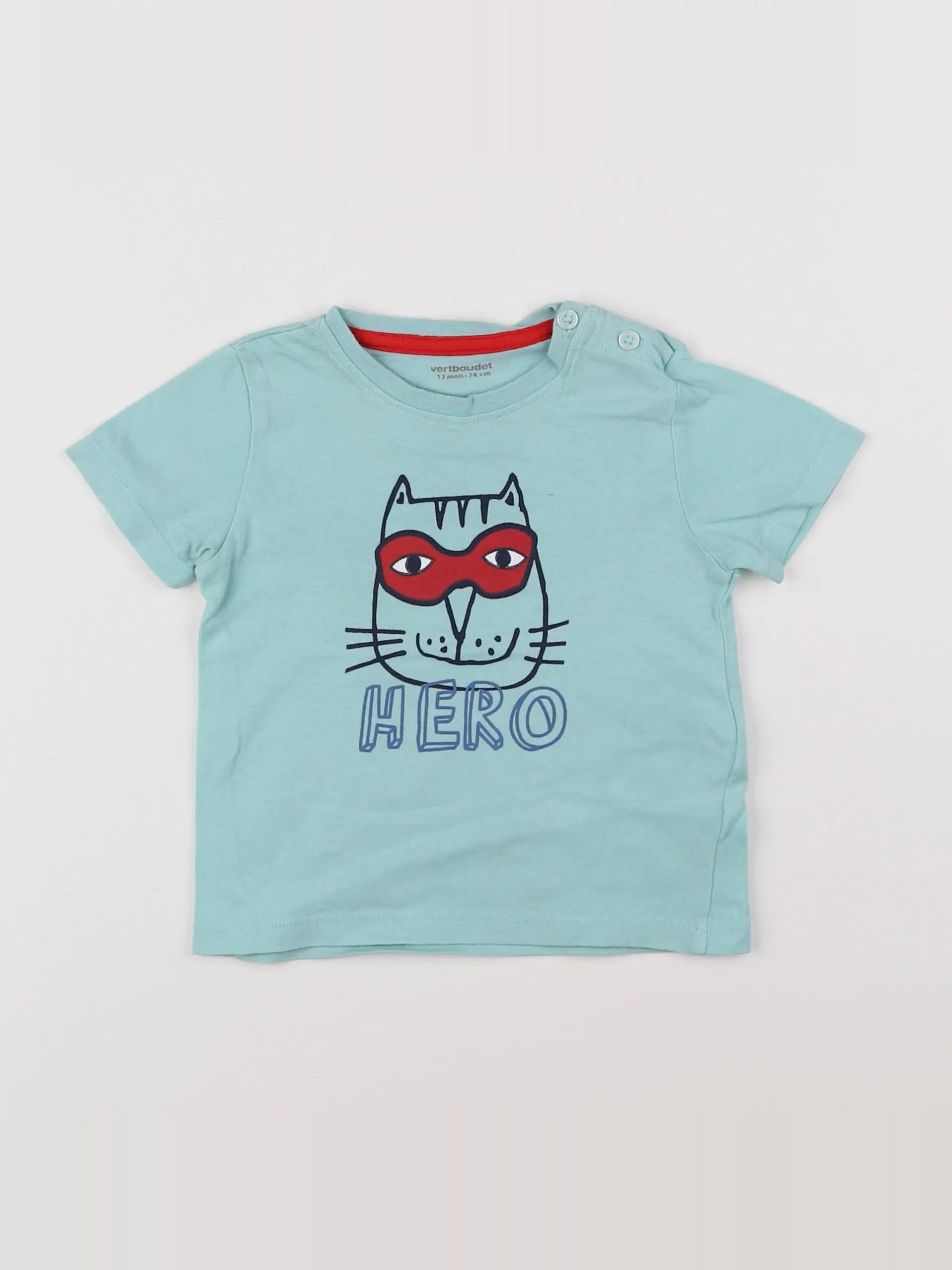 Vertbaudet - tee-shirt bleu - 12 mois
