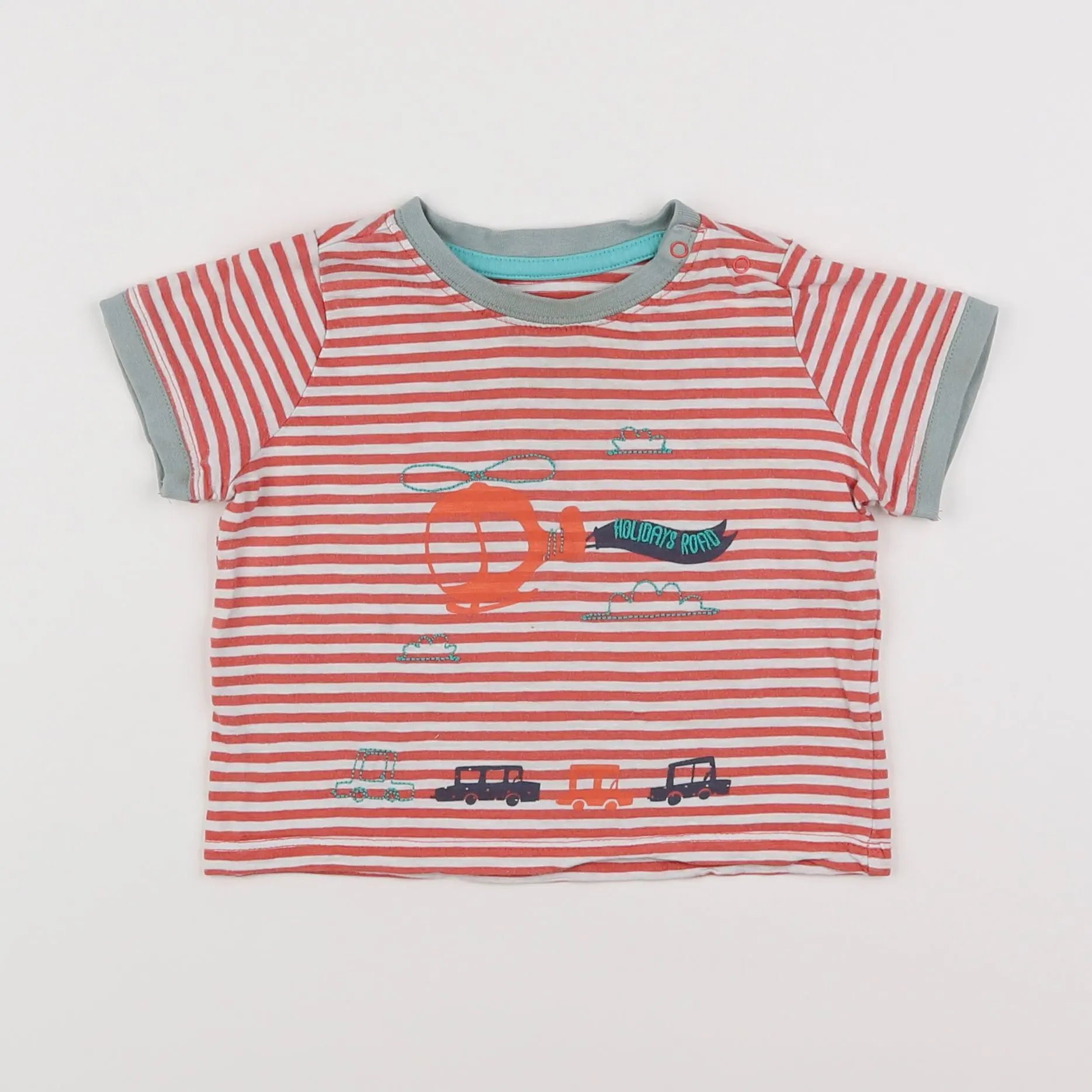 Vertbaudet - tee-shirt blanc, rouge - 12 mois