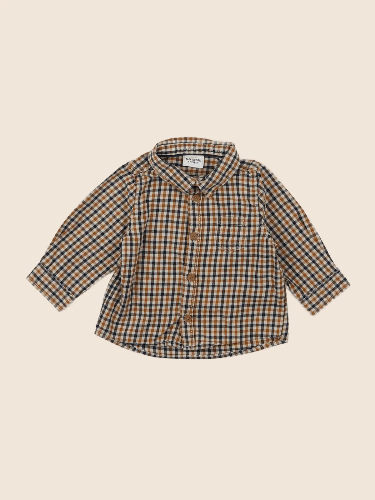 Tape à l'oeil - chemise marron, bleu - 6 mois