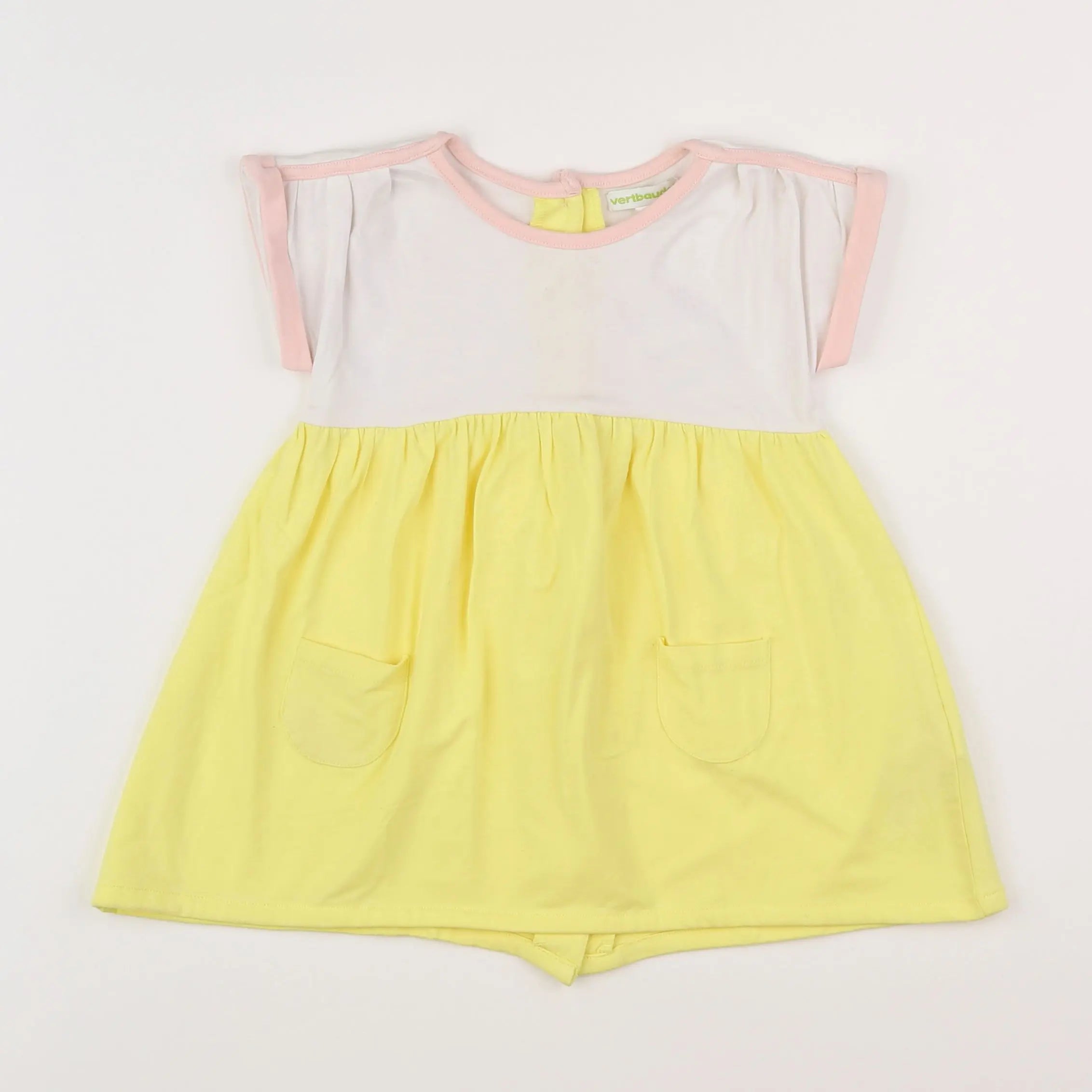 Vertbaudet - robe blanc, jaune - 12 mois