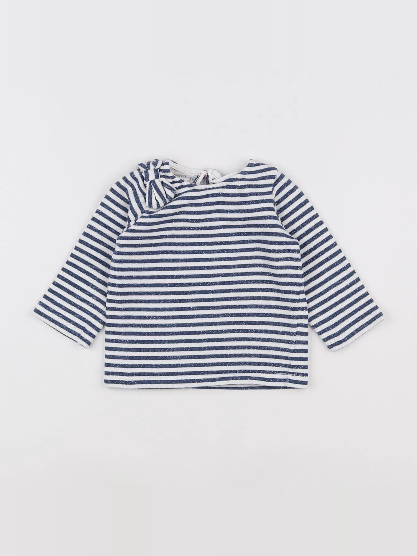 Noukie's - tee-shirt bleu, blanc - 9 mois