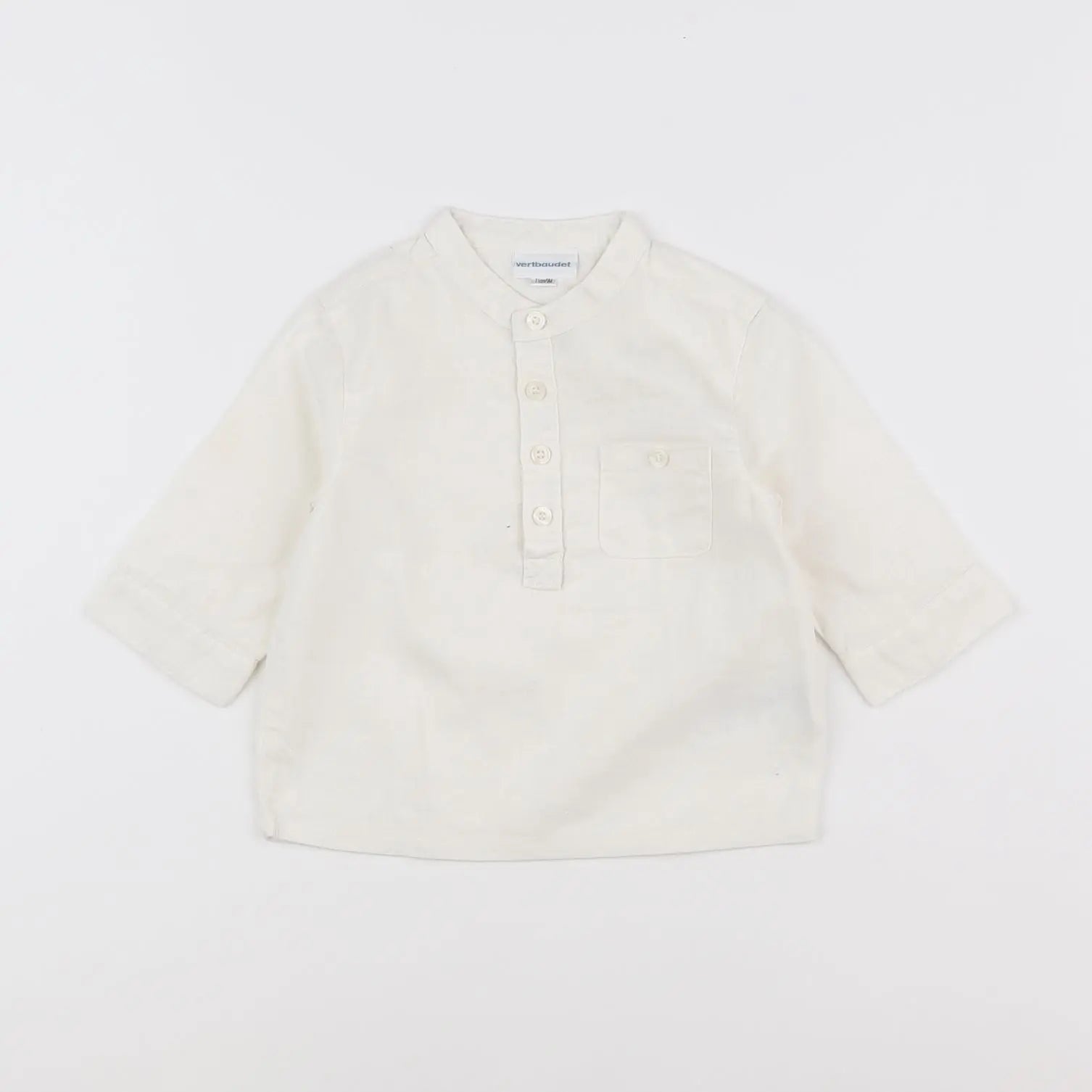 Vertbaudet - chemise beige - 9 mois