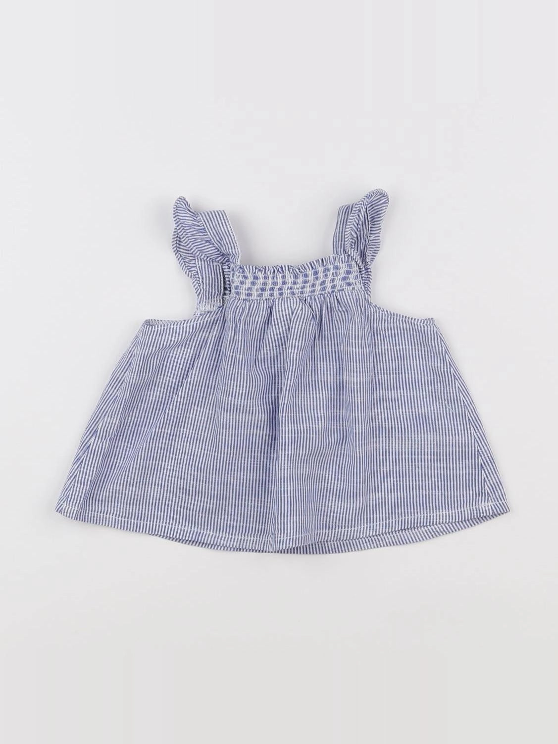 Zara - blouse blanc, bleu - 3/6 mois