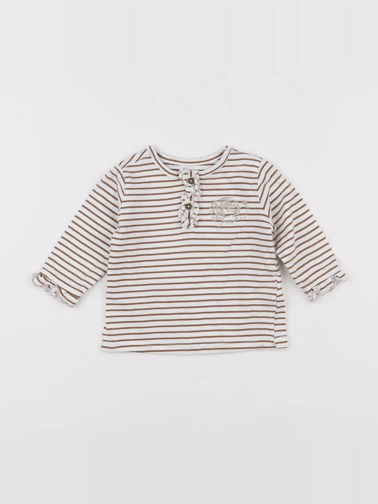 Vertbaudet - tee-shirt blanc, beige - 3 mois