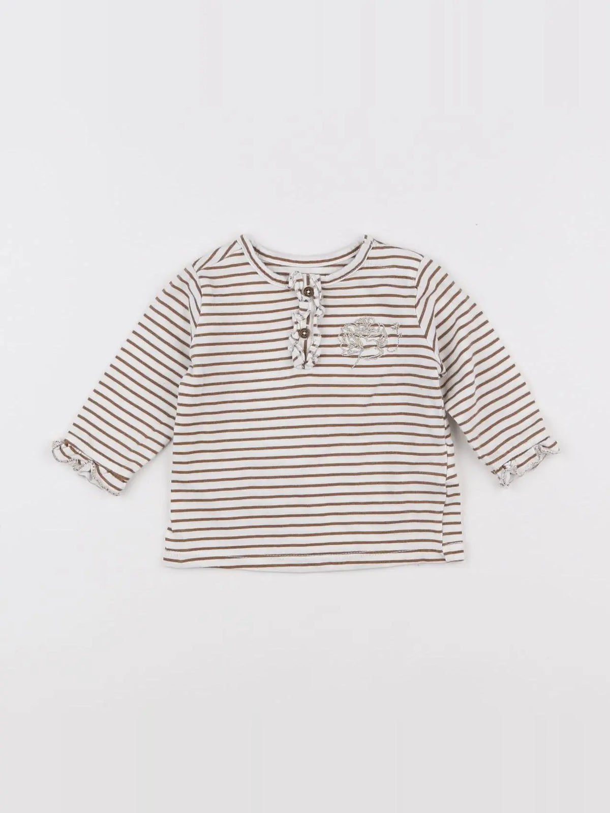 Vertbaudet - tee-shirt blanc, beige - 3 mois