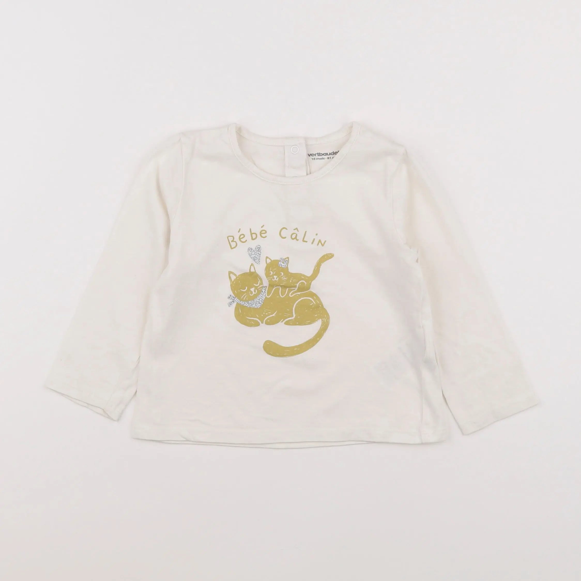Vertbaudet - tee-shirt beige - 18 mois