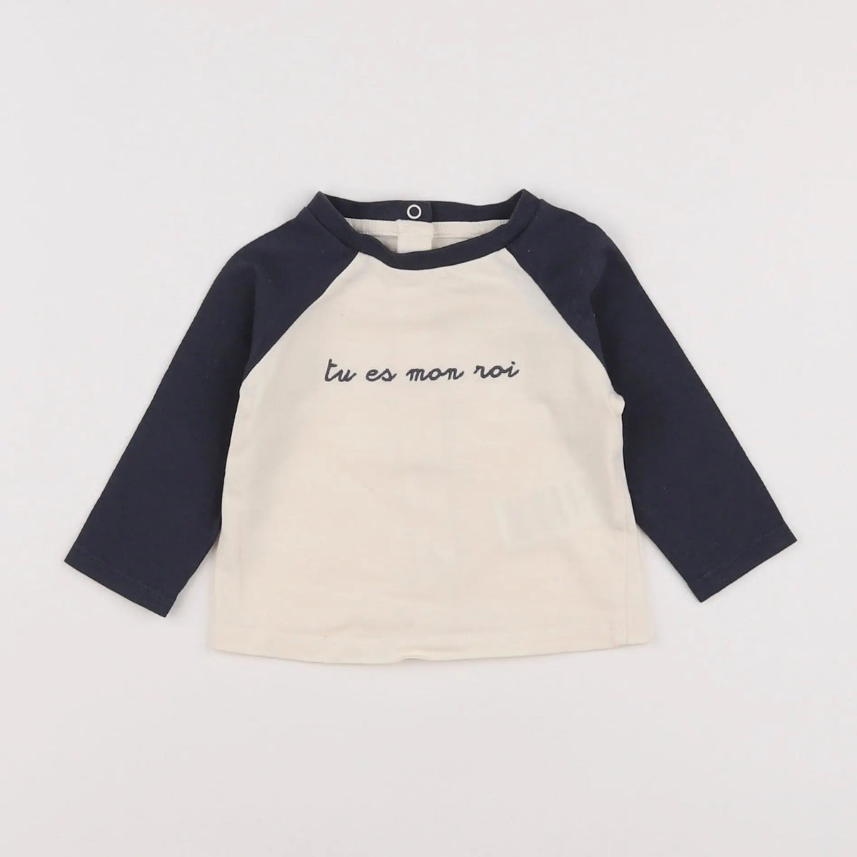 Vertbaudet - tee-shirt bleu, beige - 3 mois