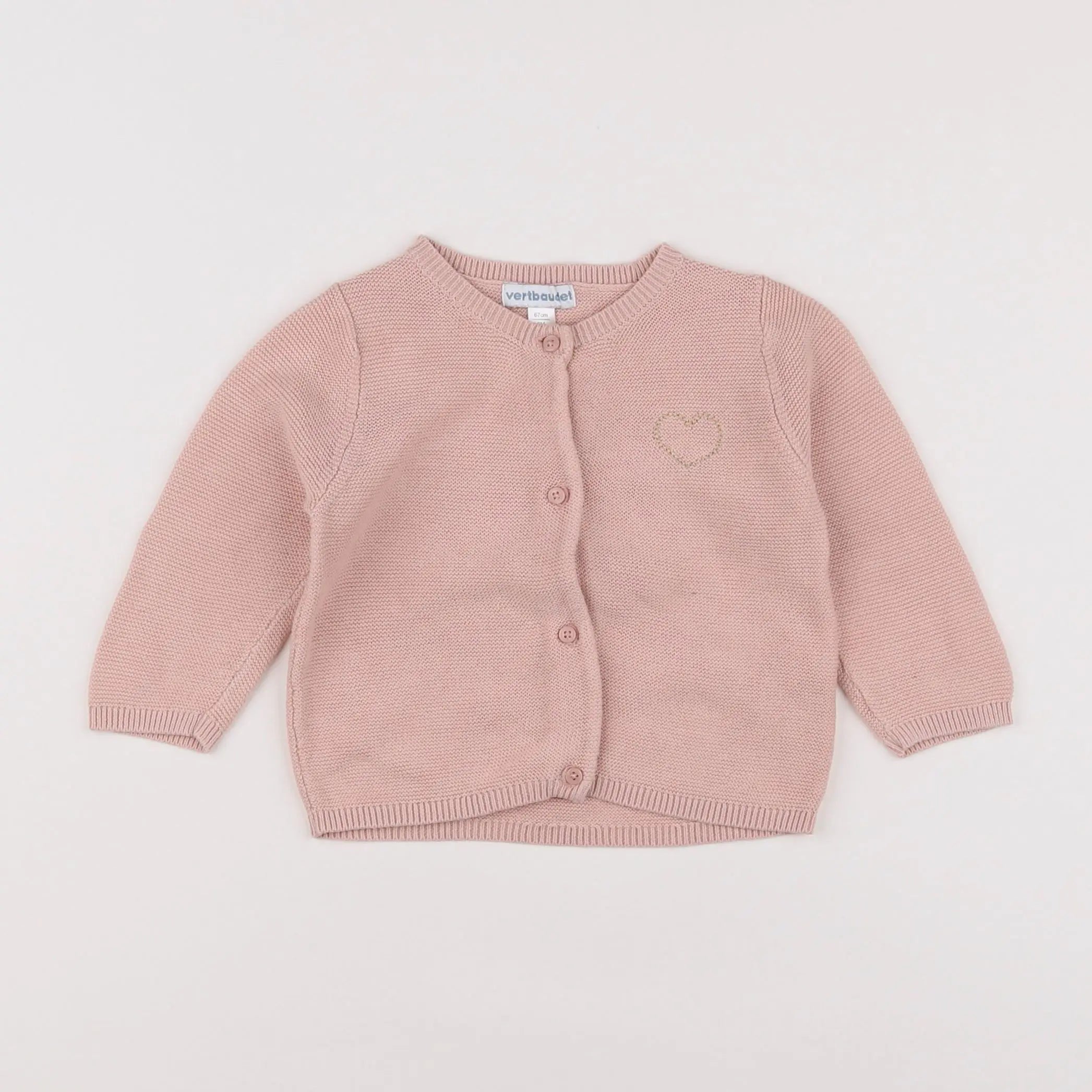 Vertbaudet - gilet rose - 6 mois