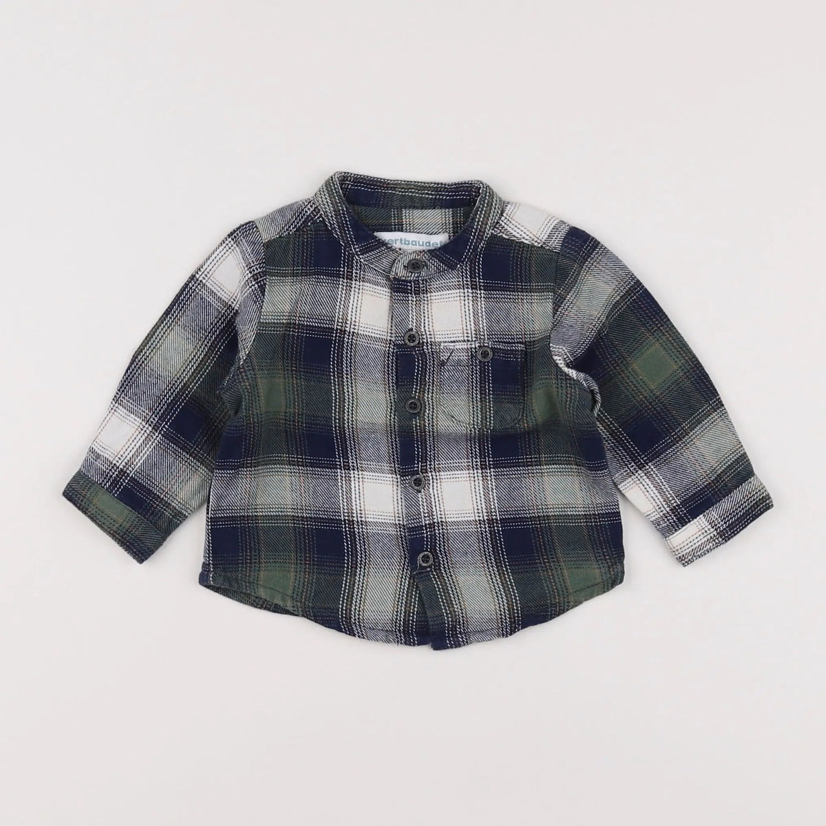 Vertbaudet - chemise bleu, vert, blanc - 6 mois