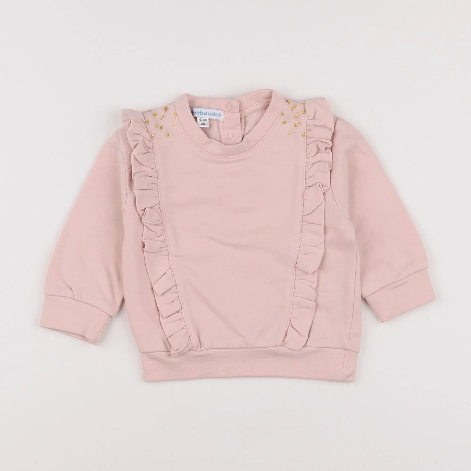 Vertbaudet - sweat rose - 6 mois