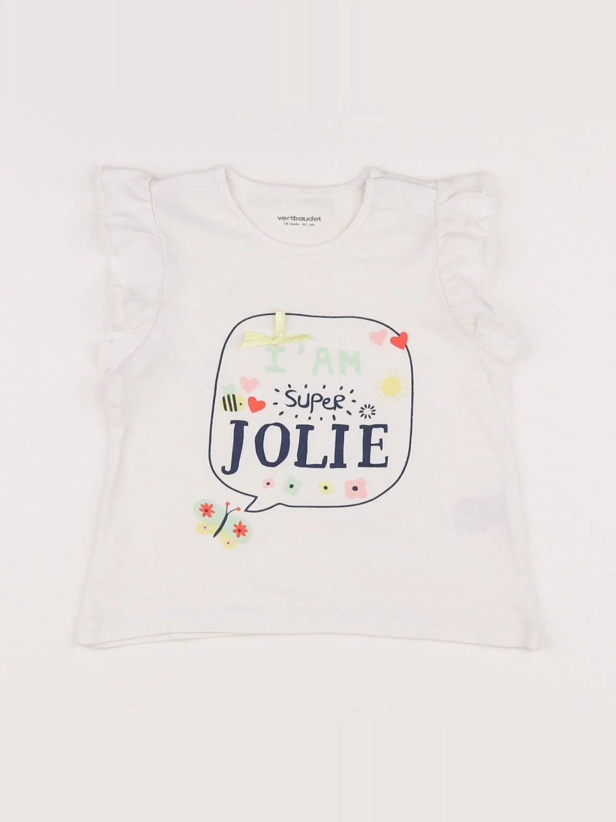 Vertbaudet - tee-shirt blanc - 18 mois