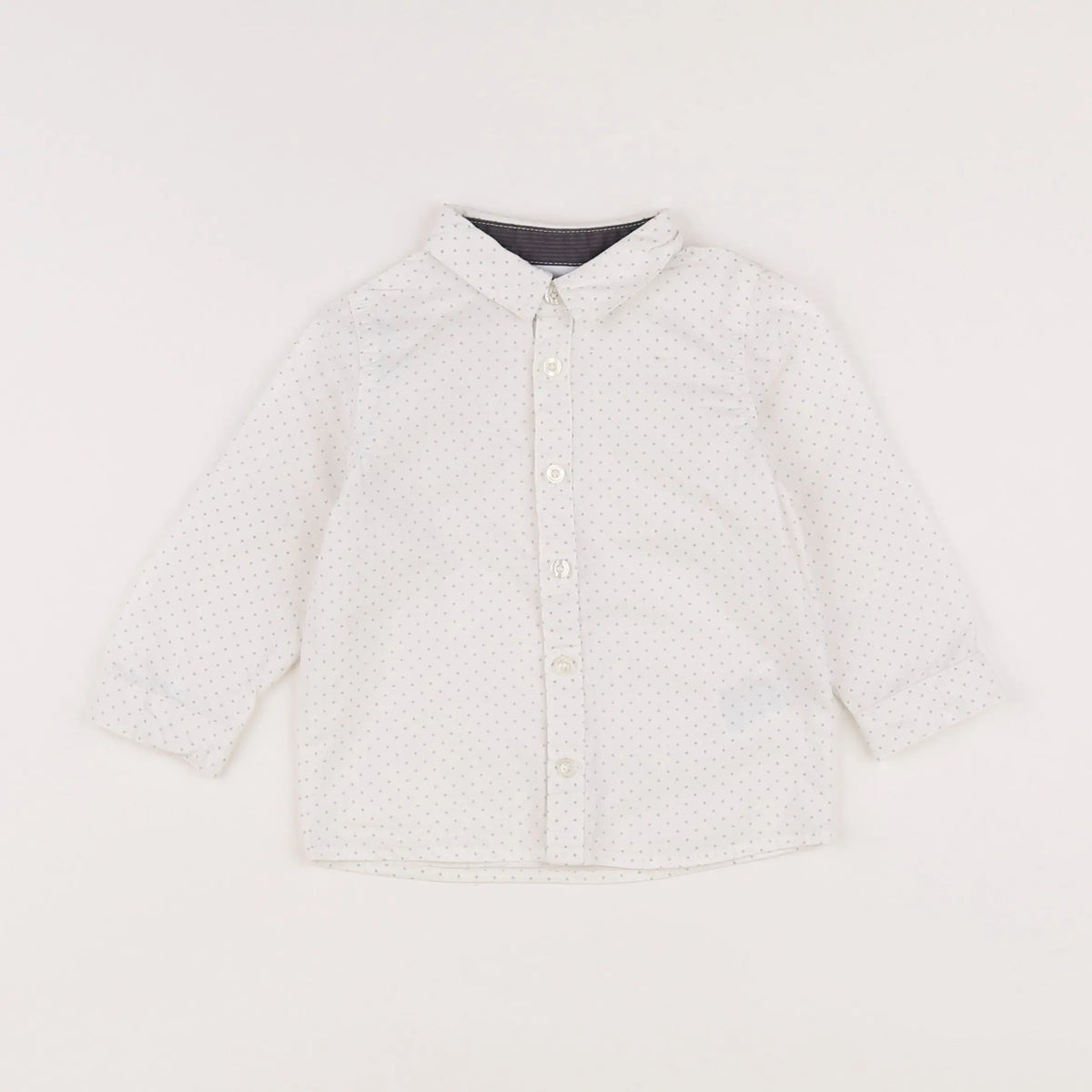 Vertbaudet - chemise blanc, gris - 18 mois