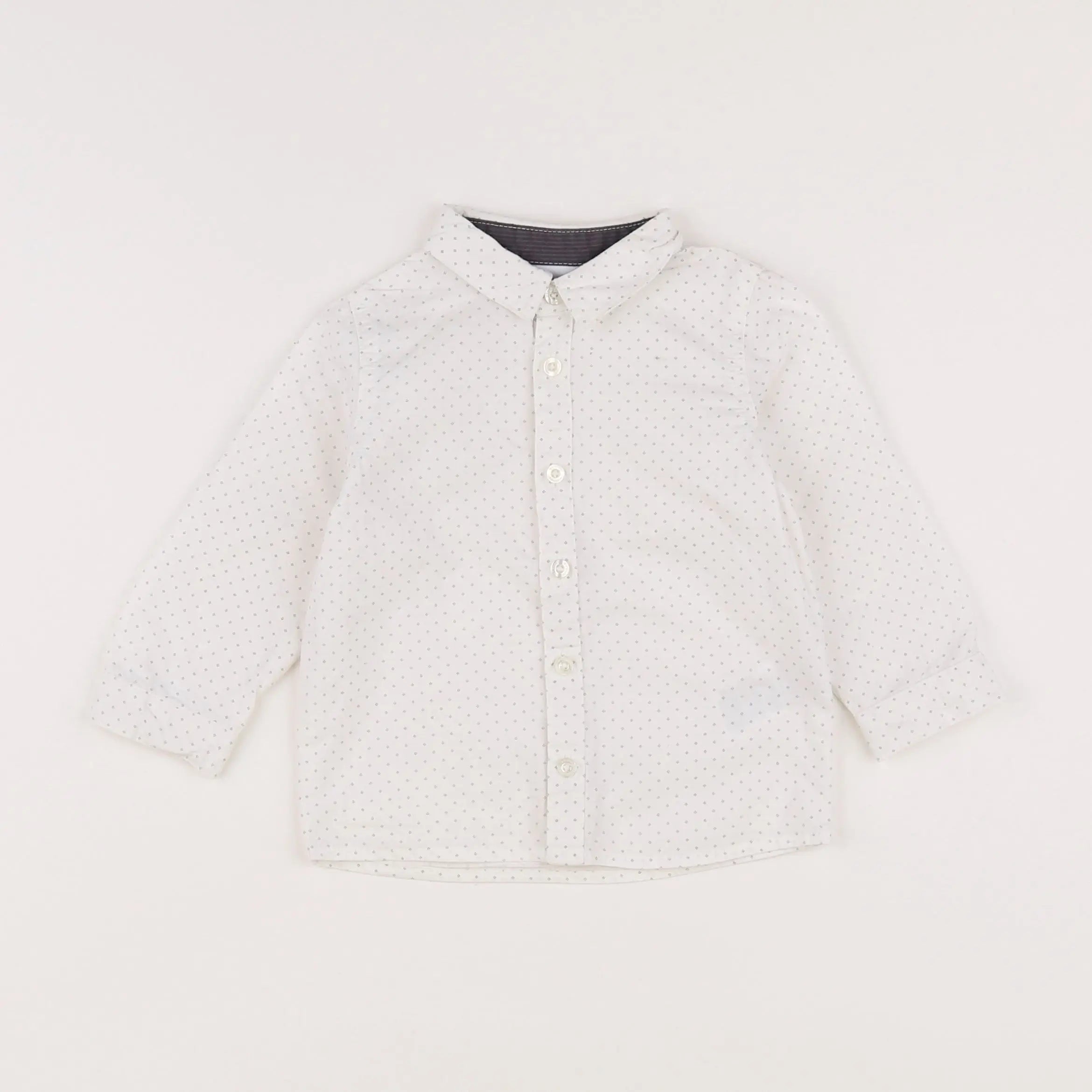 Vertbaudet - chemise blanc, gris - 18 mois