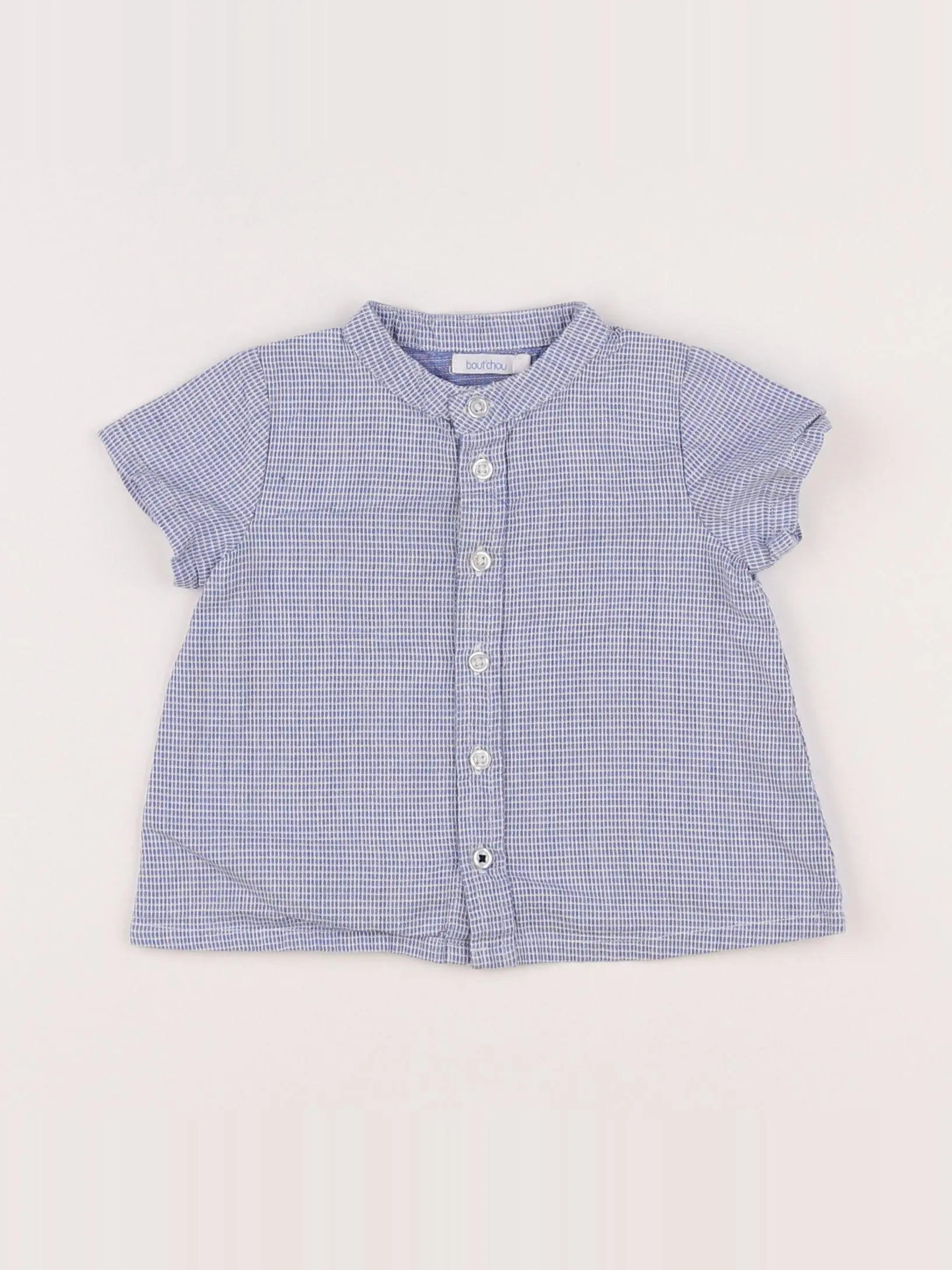 Boutchou - chemise blanc, bleu - 6 mois