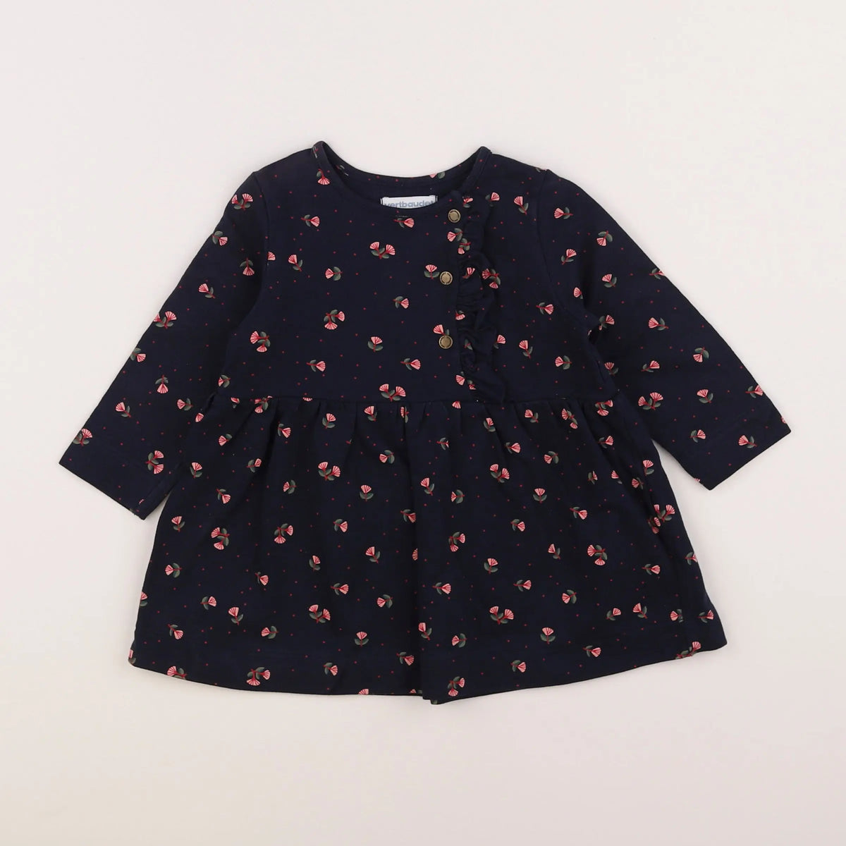 Vertbaudet - robe bleu, rose - 12 mois