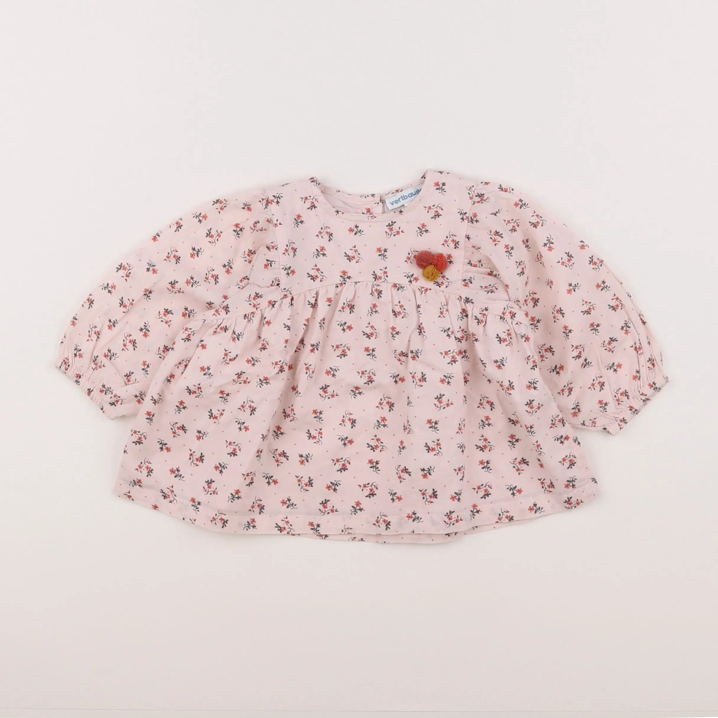 Vertbaudet - blouse rose, gris - 9 mois