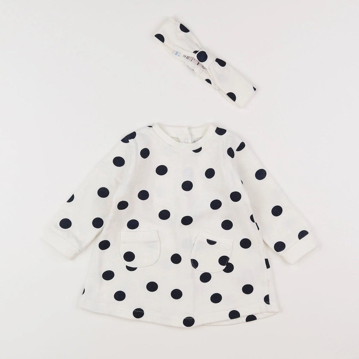 Vertbaudet - robe bleu, blanc - 9 mois