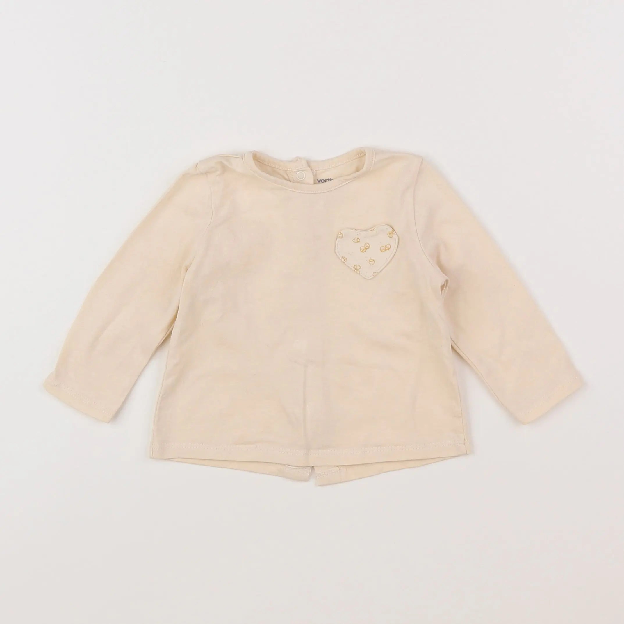Vertbaudet - tee-shirt beige - 6 mois