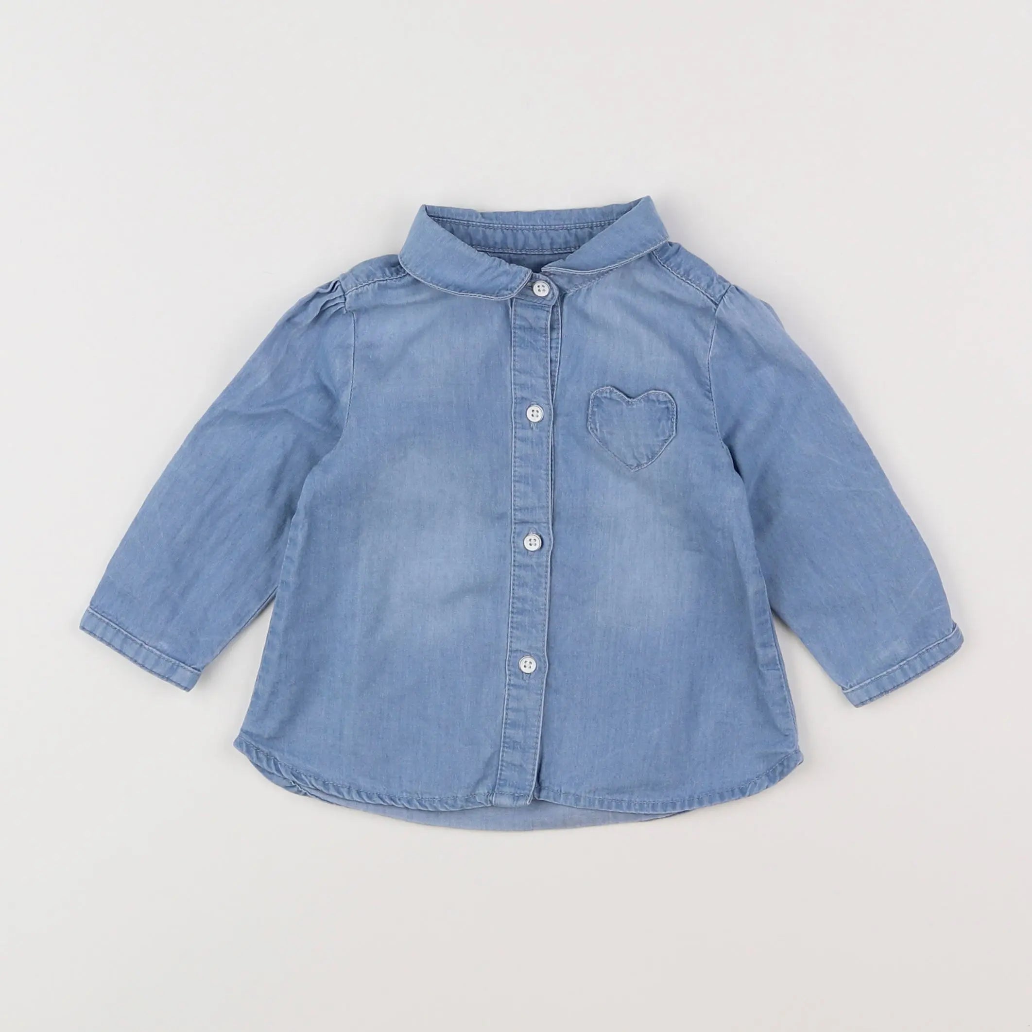 Vertbaudet - chemise bleu - 6 mois