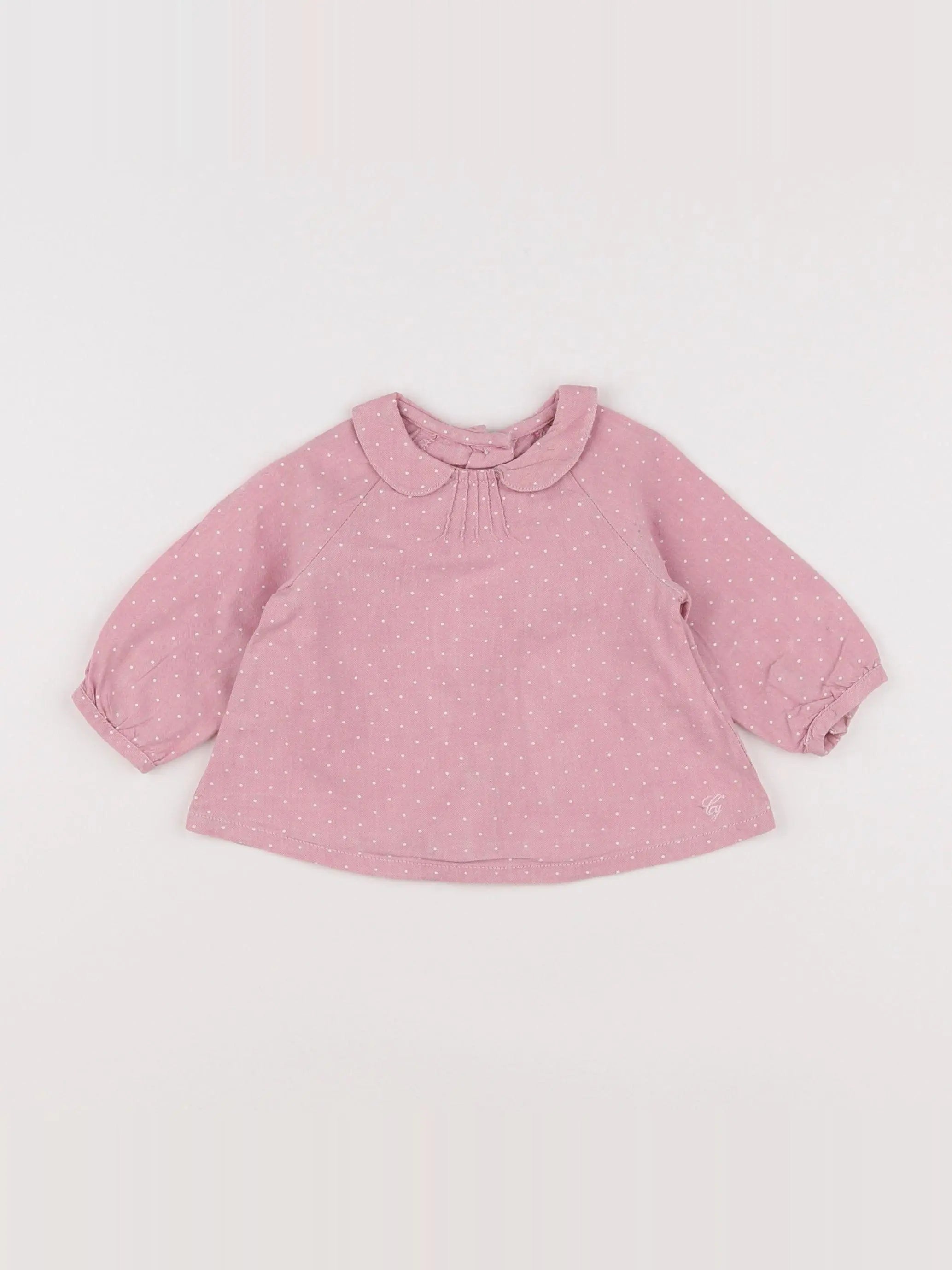 Cyrillus - blouse rose, blanc - 3 mois