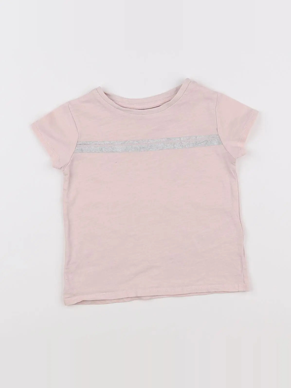 Vertbaudet - tee-shirt argent, rose - 2 ans
