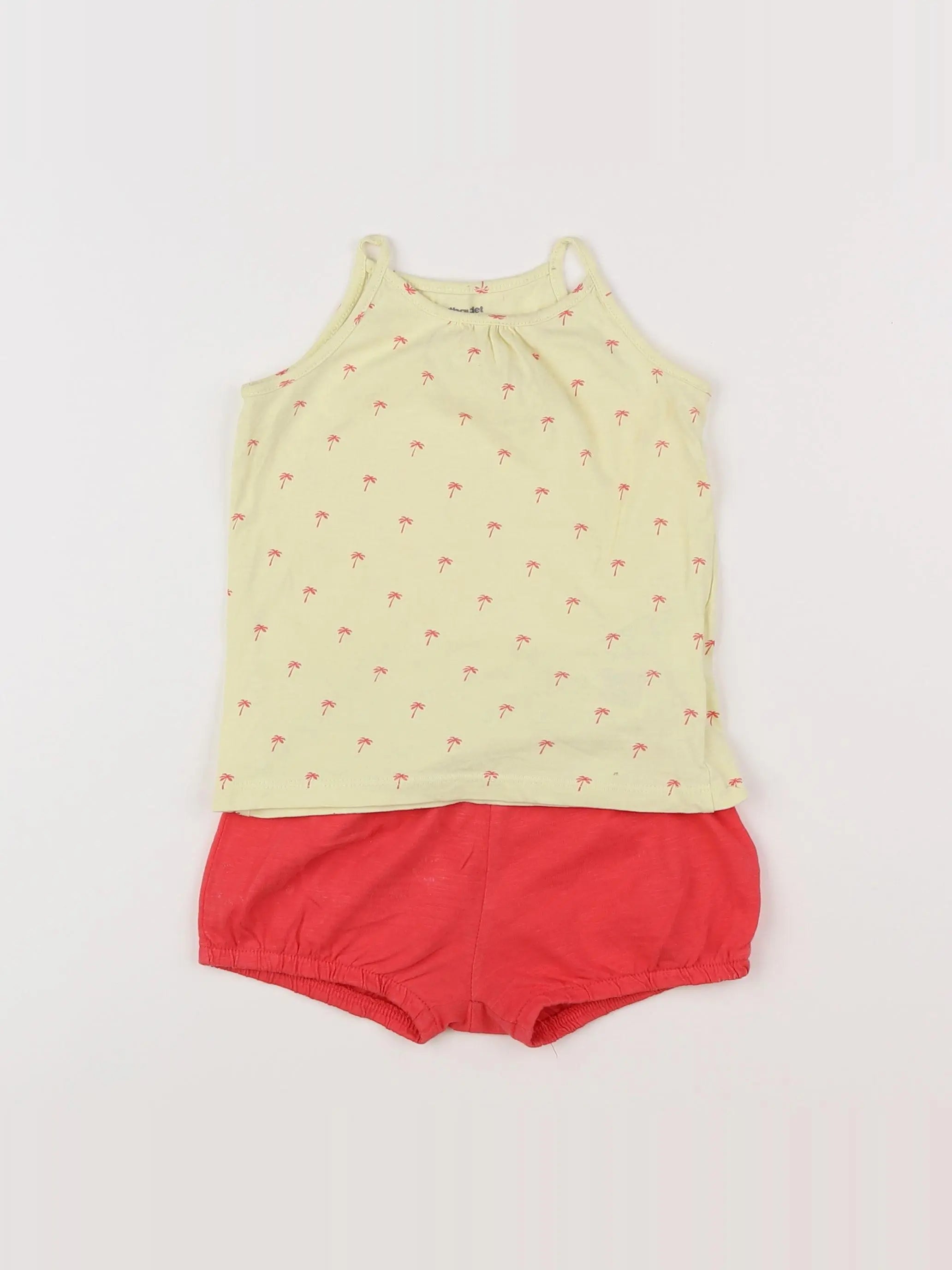Vertbaudet - ensemble jaune, rose - 18 mois