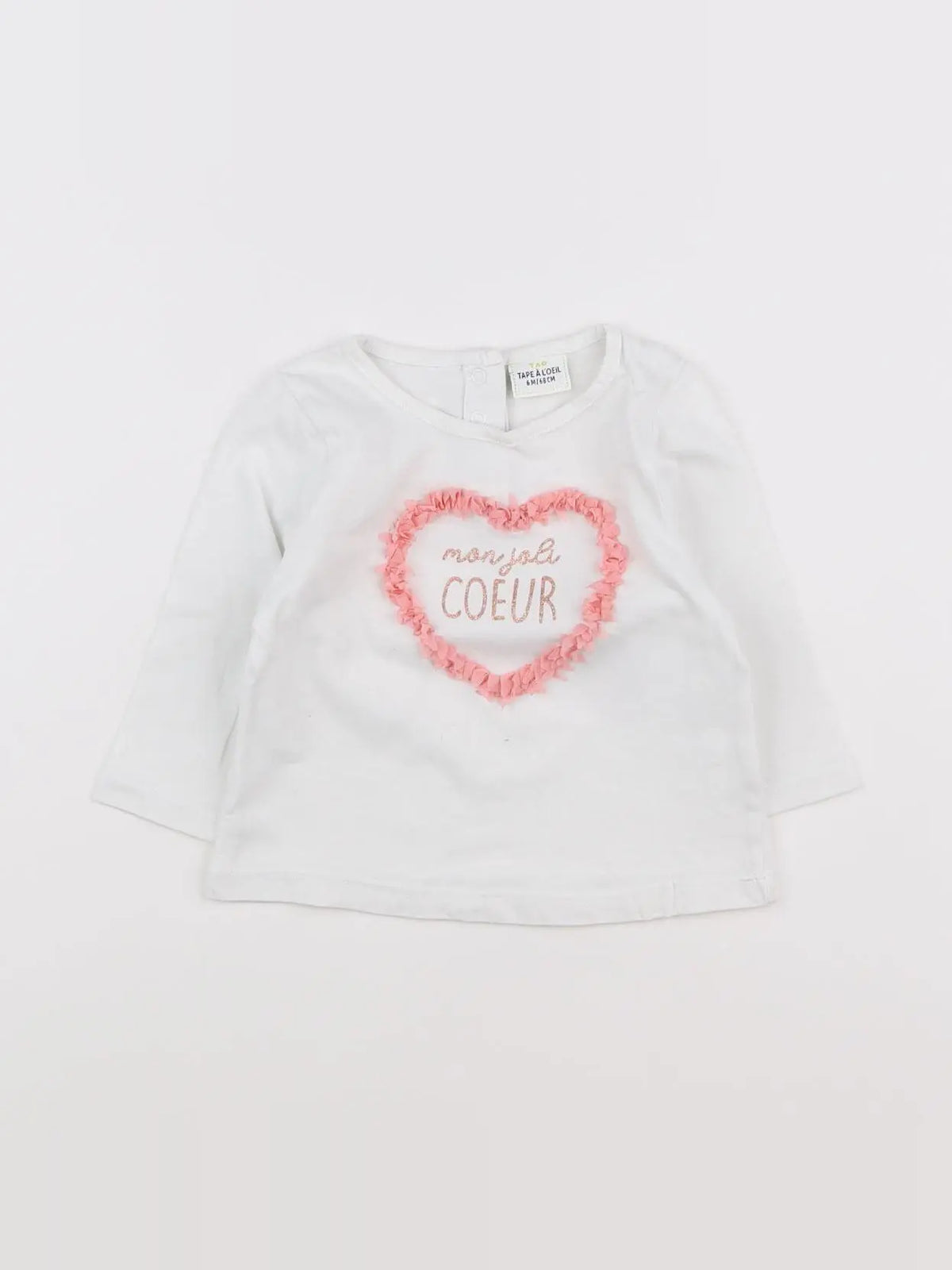 Tape à l'oeil - tee-shirt blanc, rose - 6 mois