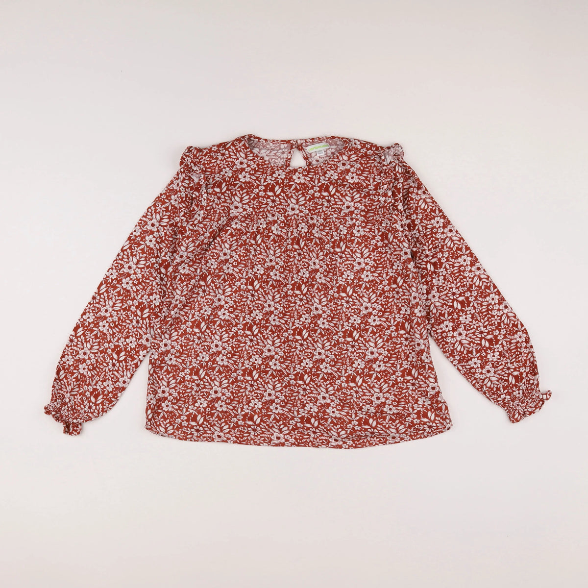 Vertbaudet - tee-shirt marron, blanc - 10 ans