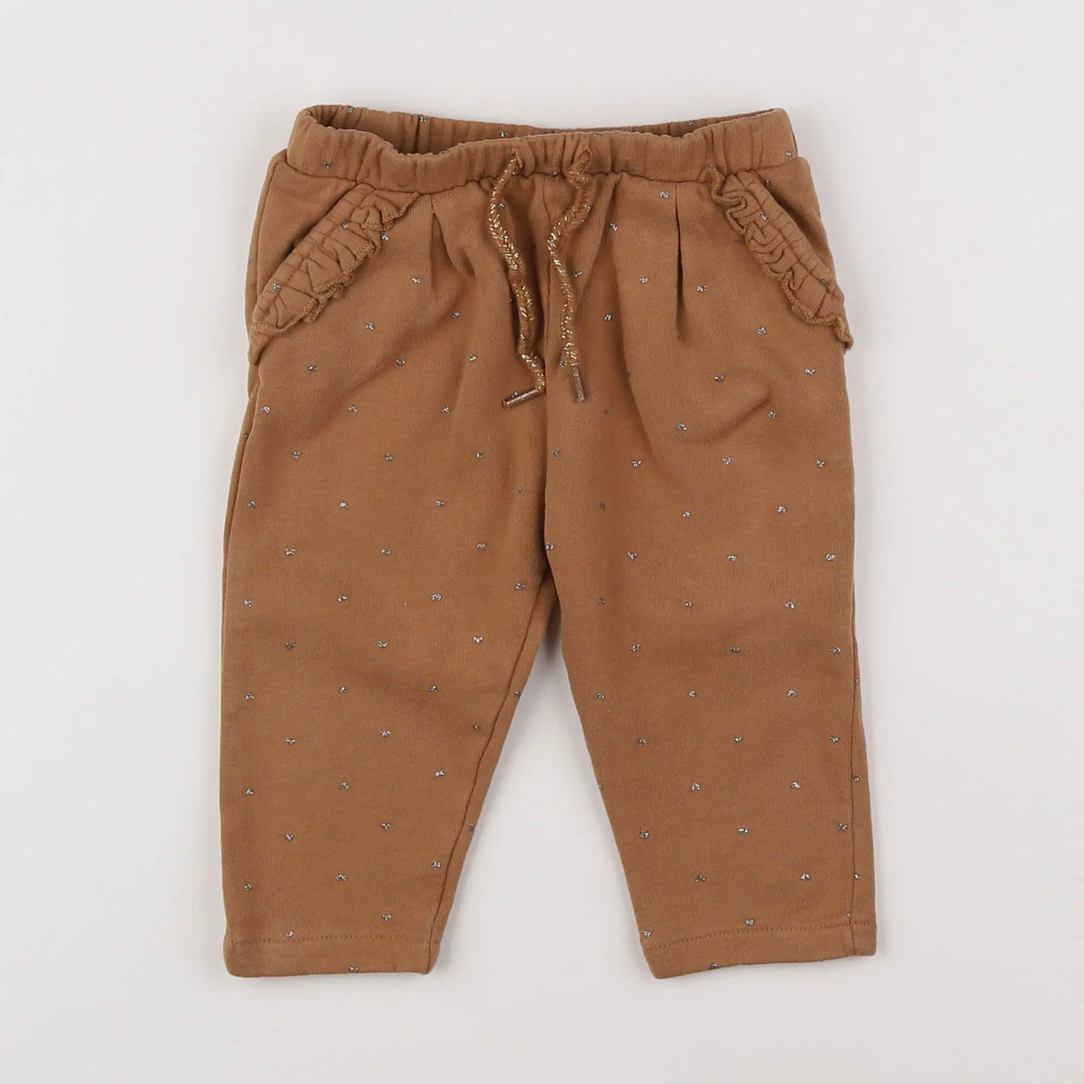 Vertbaudet - pantalon marron, argent - 12 mois