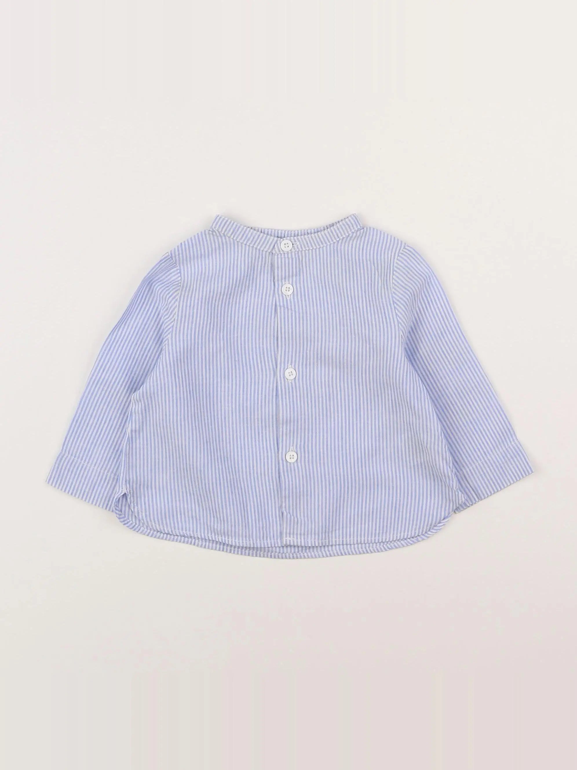 Cyrillus - chemise bleu, blanc - 9 mois