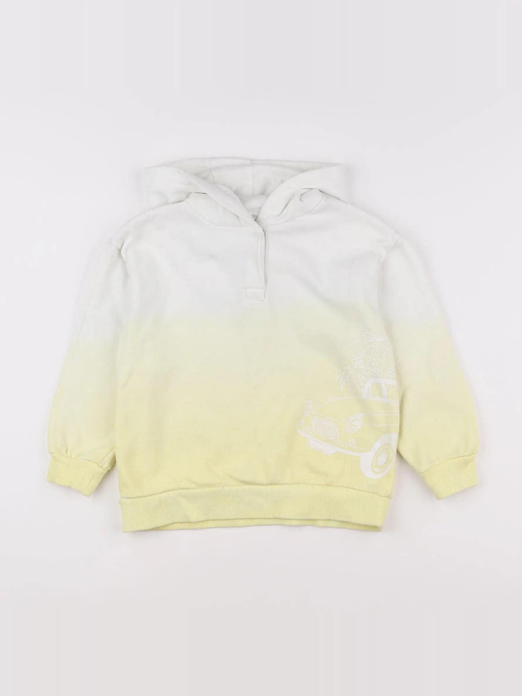 Vertbaudet - sweat blanc, jaune - 6 mois