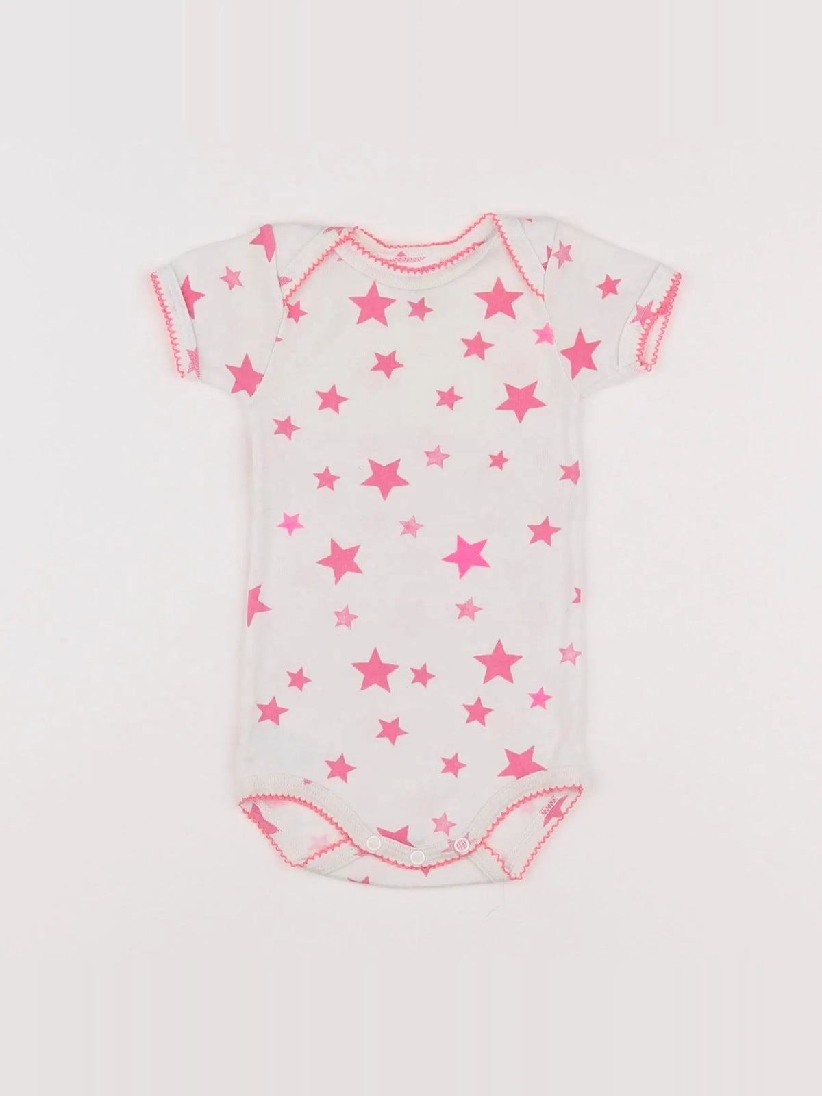 Petit Bateau - body blanc, rose - 3 mois