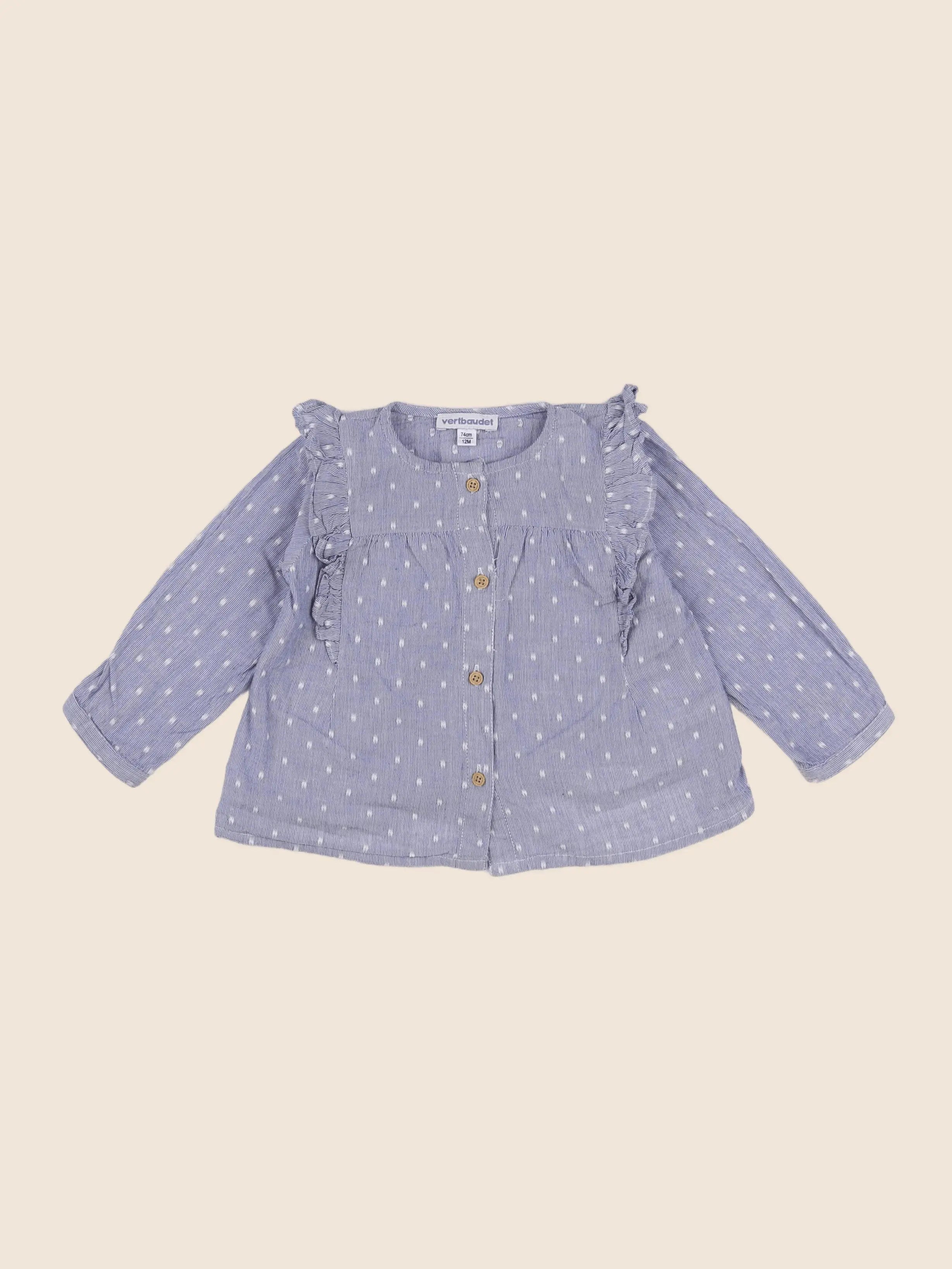 Vertbaudet - blouse bleu - 12 mois