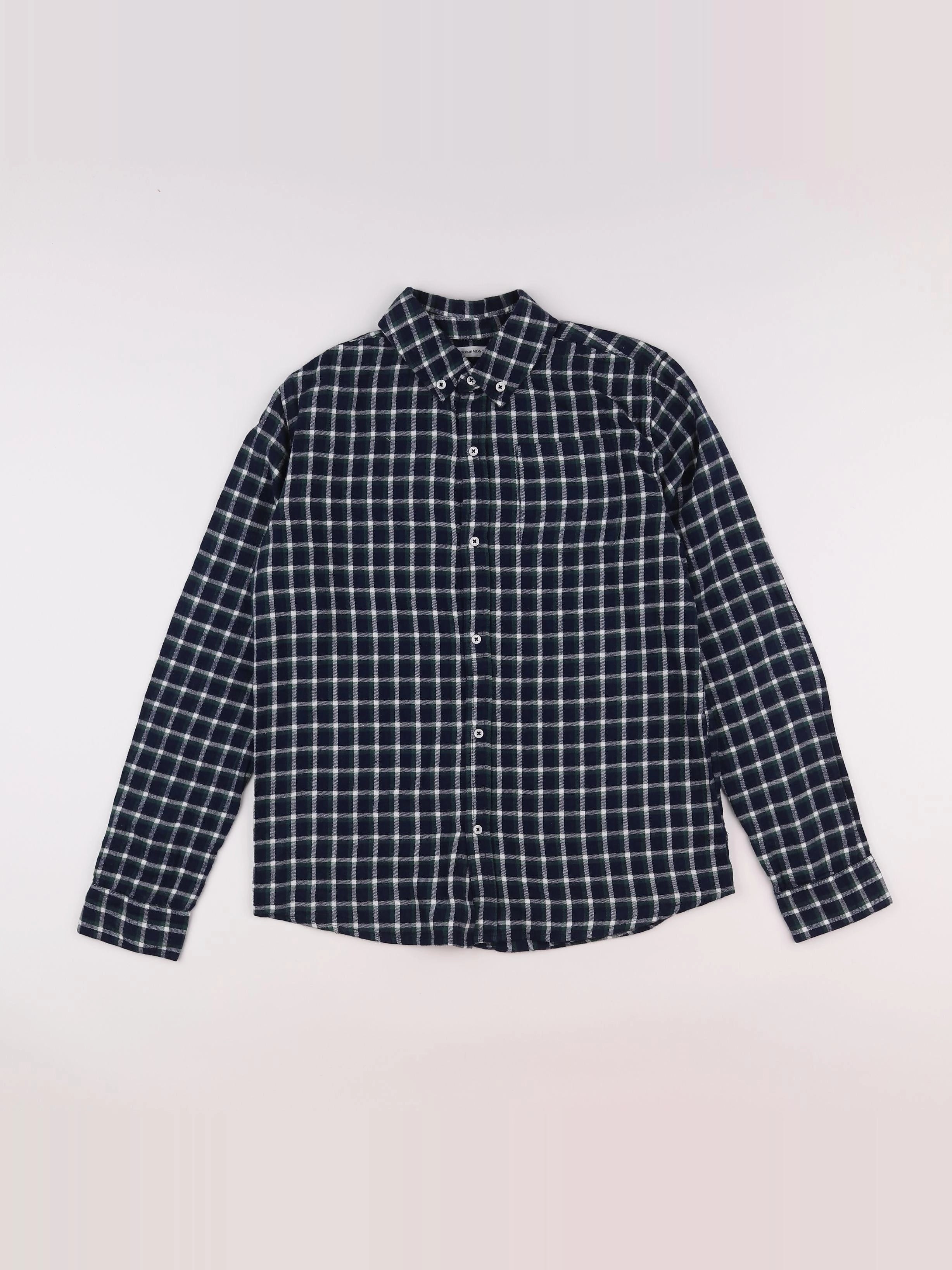 Monoprix - chemise blanc, bleu, vert - 14 ans