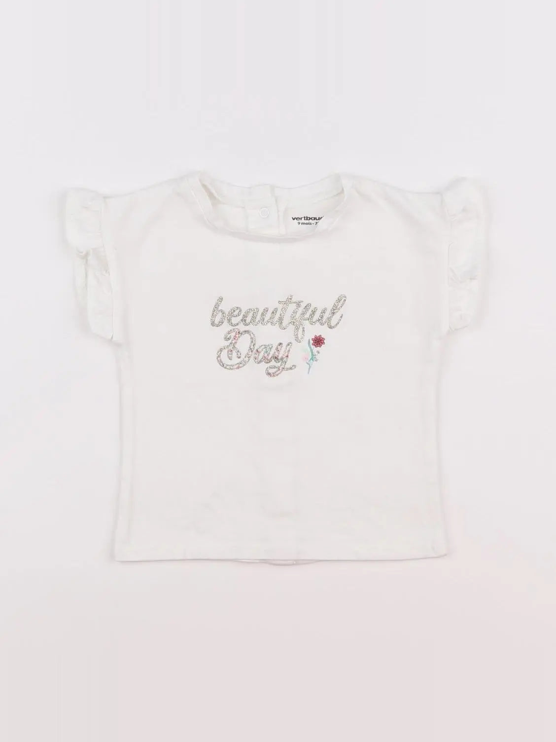 Vertbaudet - tee-shirt blanc - 9 mois