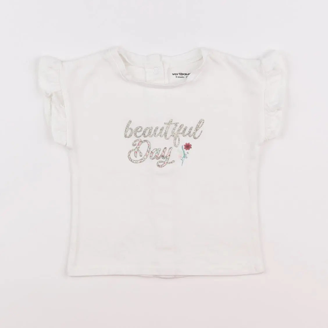 Vertbaudet - tee-shirt blanc - 9 mois