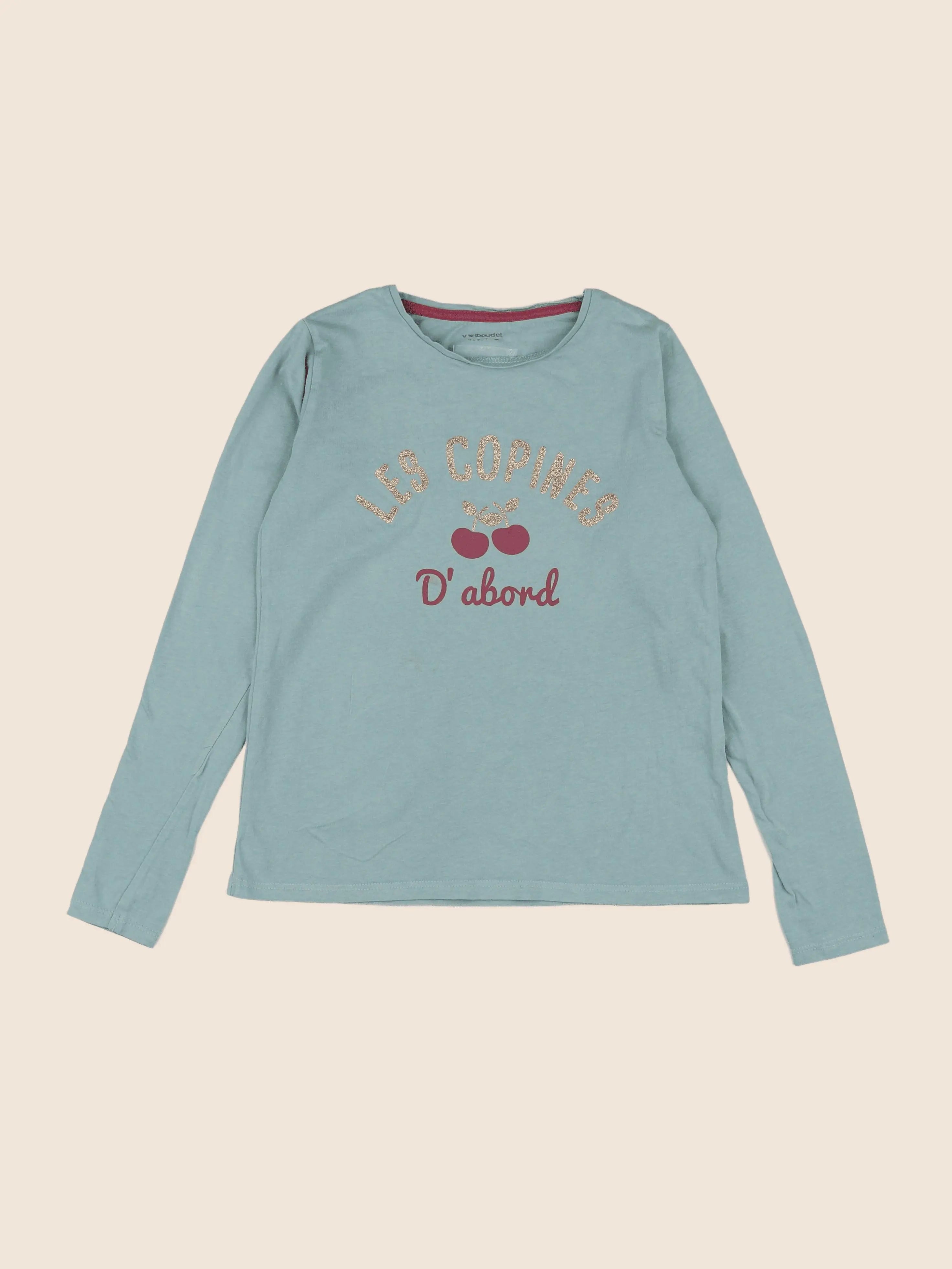 Vertbaudet - tee-shirt vert, or - 10 ans